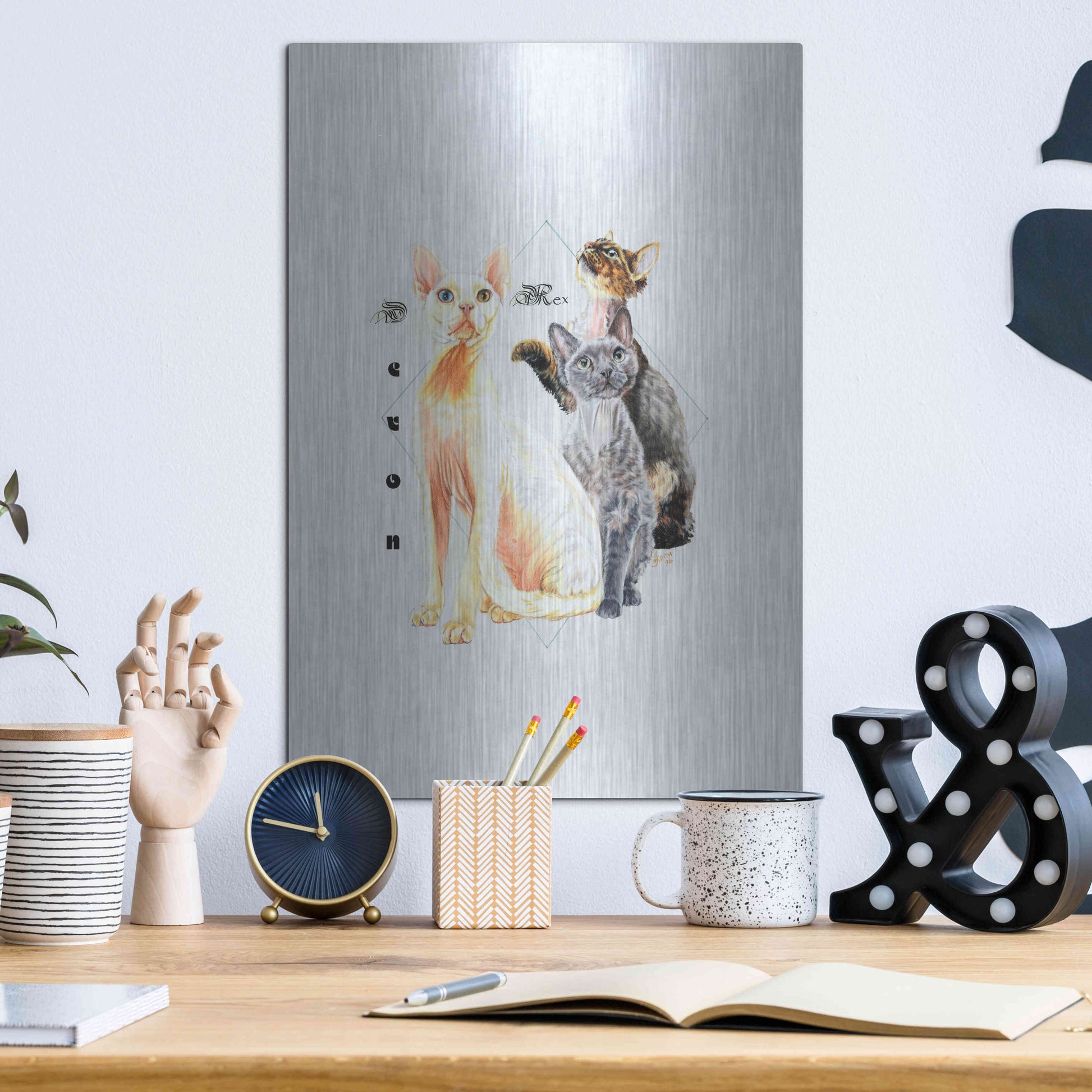 Luxe Metal Art 'Devon Rex' by Barbara Keith, Metal Wall Art,12x16