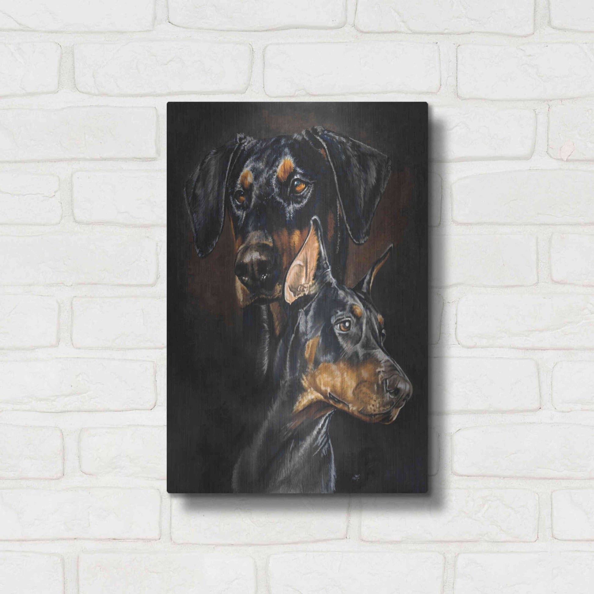 Luxe Metal Art 'Doberman Pinscher 2' by Barbara Keith, Metal Wall Art,12x16