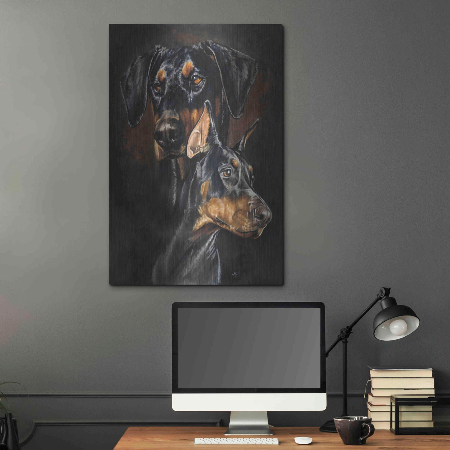 Luxe Metal Art 'Doberman Pinscher 2' by Barbara Keith, Metal Wall Art,24x36