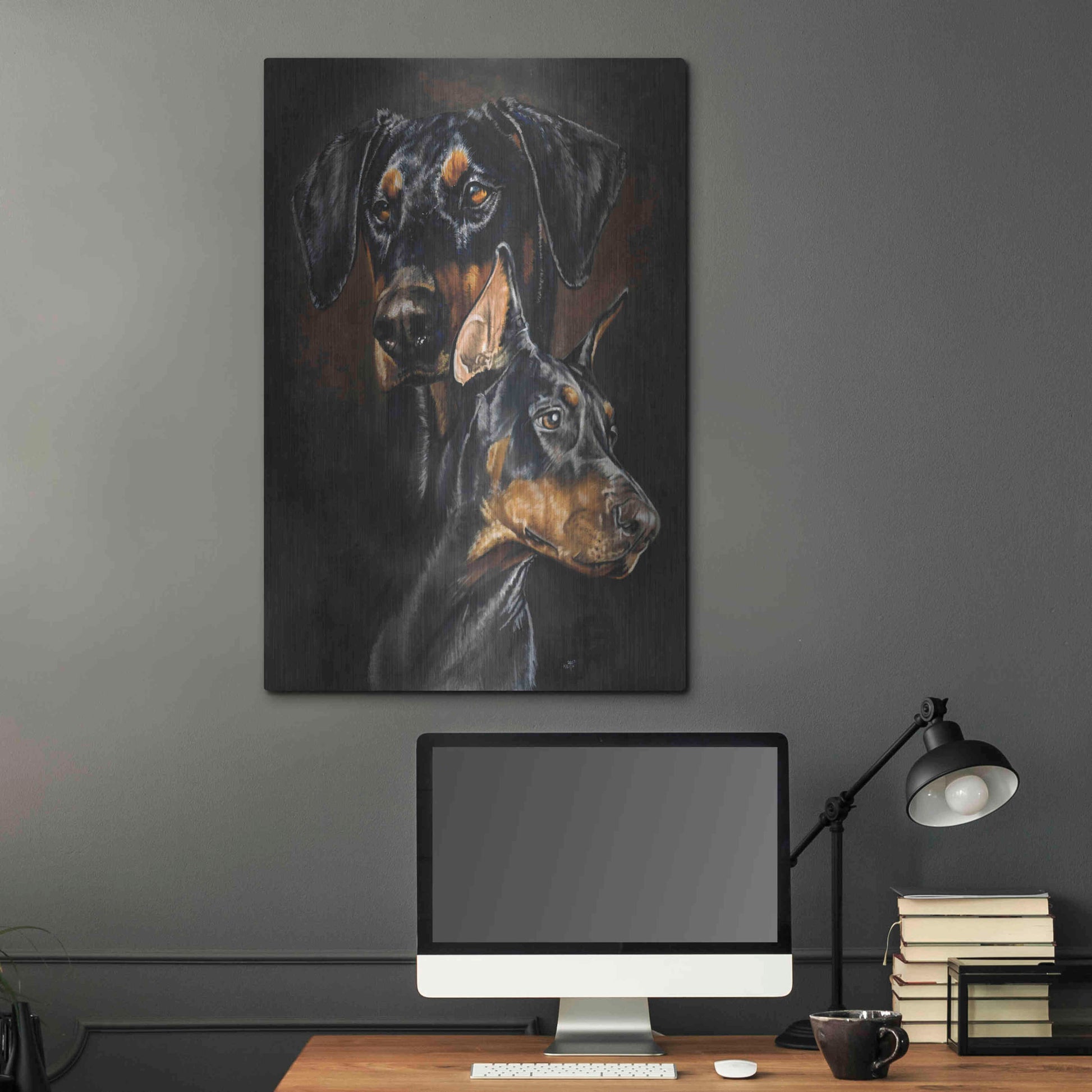 Luxe Metal Art 'Doberman Pinscher 2' by Barbara Keith, Metal Wall Art,24x36