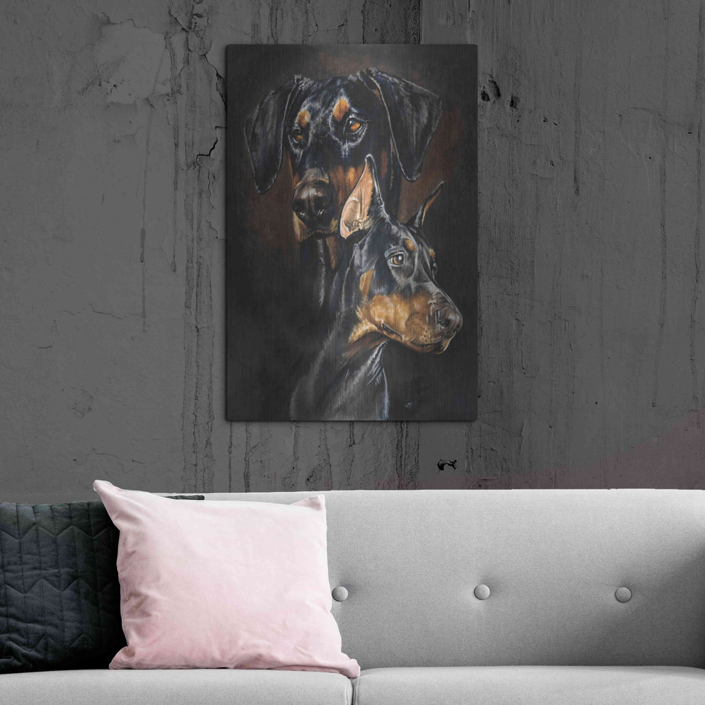 Luxe Metal Art 'Doberman Pinscher 2' by Barbara Keith, Metal Wall Art,24x36