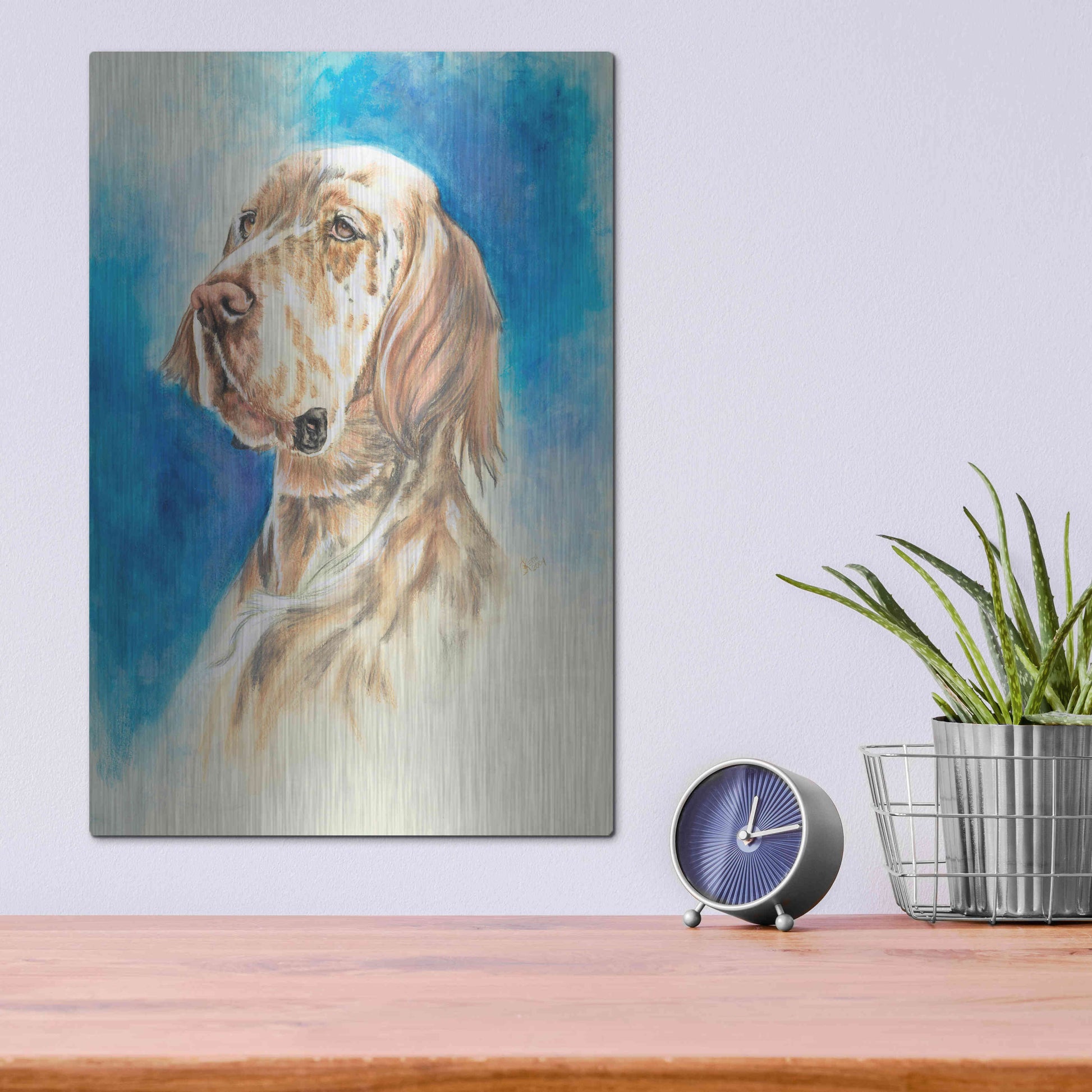 Luxe Metal Art 'English Setter' by Barbara Keith, Metal Wall Art,12x16