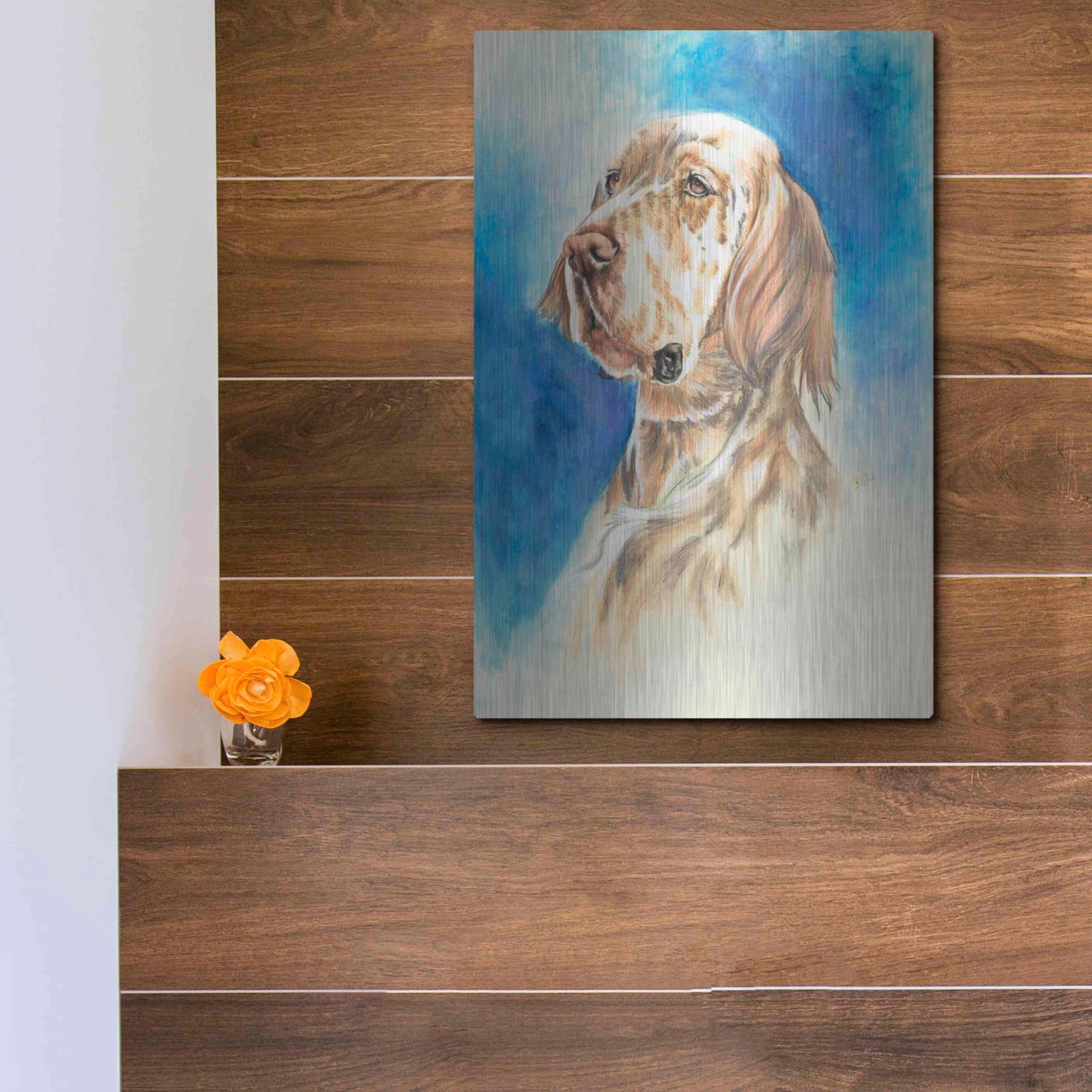 Luxe Metal Art 'English Setter' by Barbara Keith, Metal Wall Art,12x16