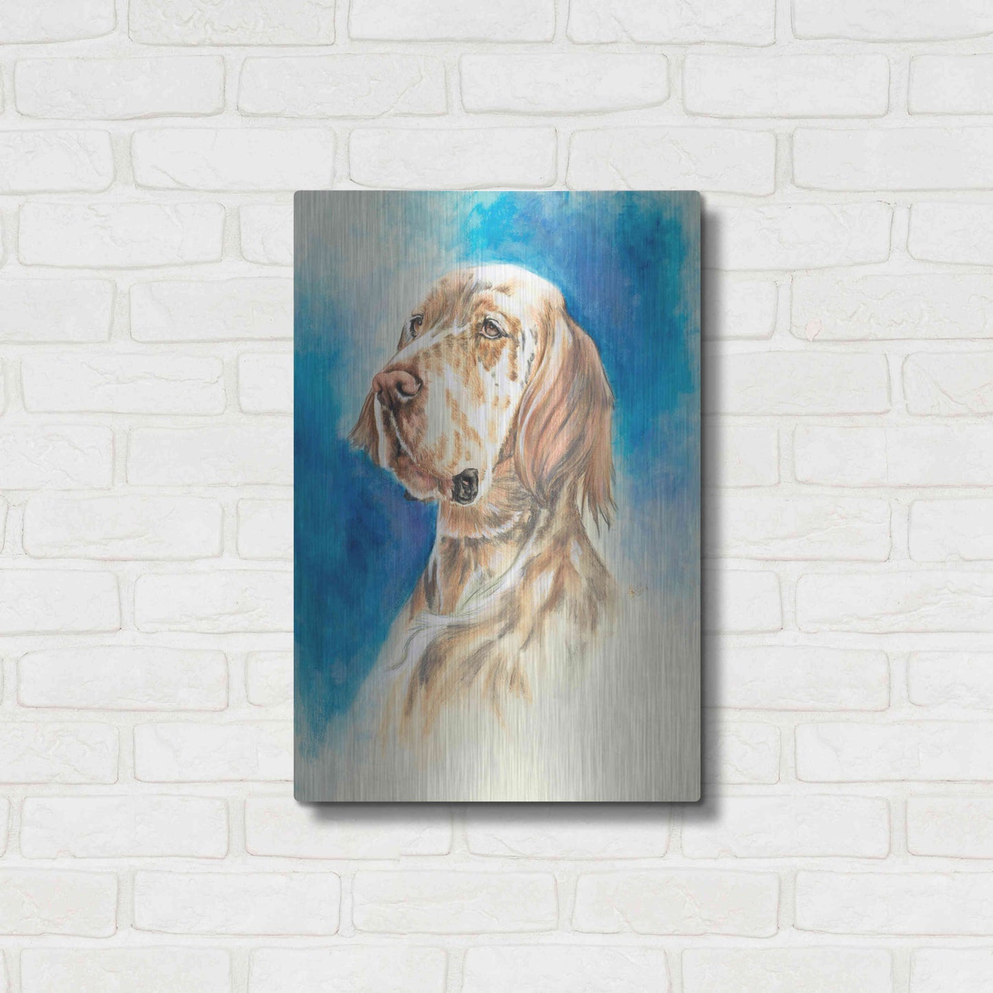 Luxe Metal Art 'English Setter' by Barbara Keith, Metal Wall Art,16x24