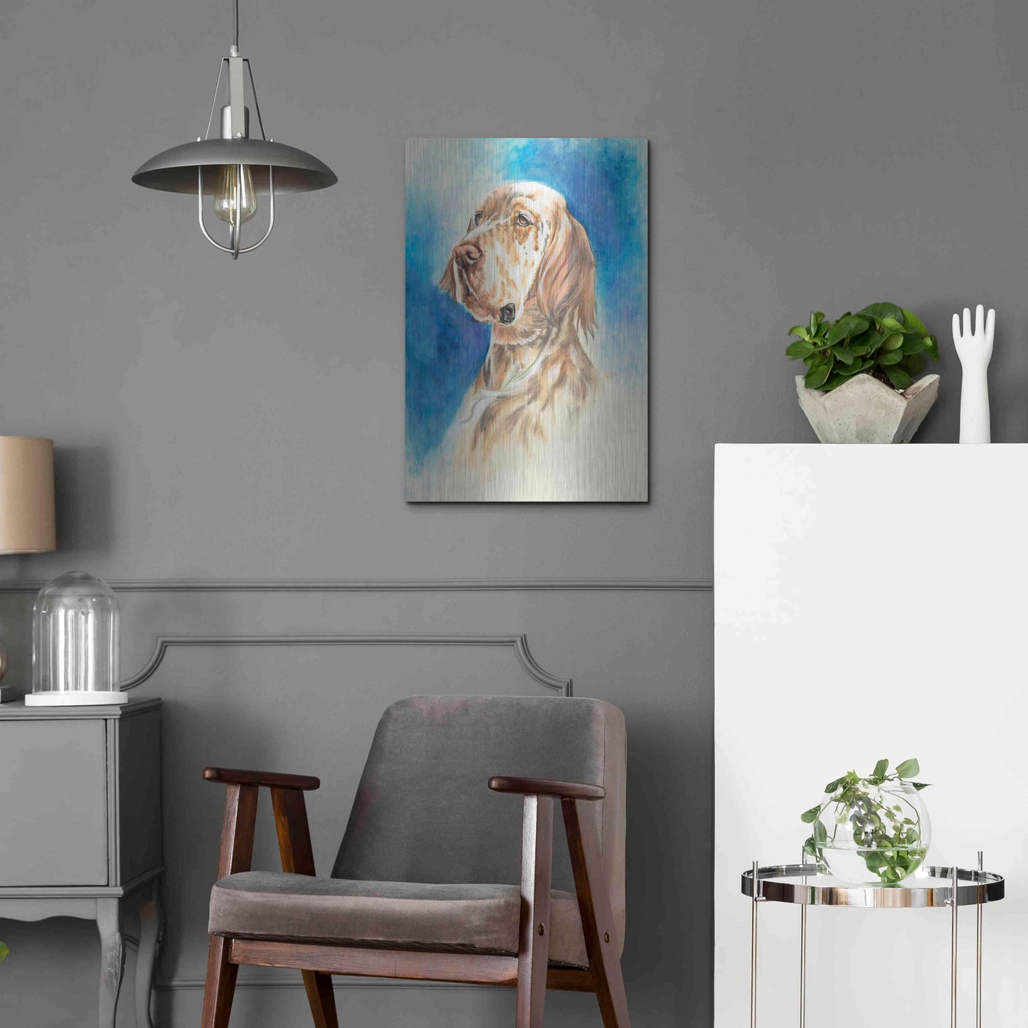 Luxe Metal Art 'English Setter' by Barbara Keith, Metal Wall Art,16x24