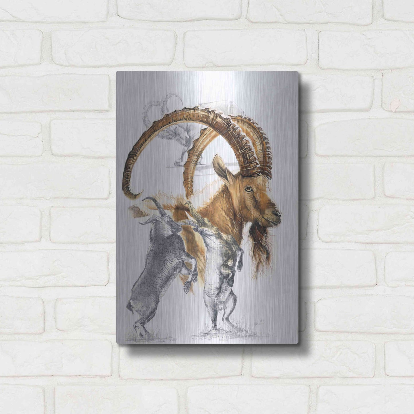 Luxe Metal Art 'Ibex' by Barbara Keith, Metal Wall Art,12x16