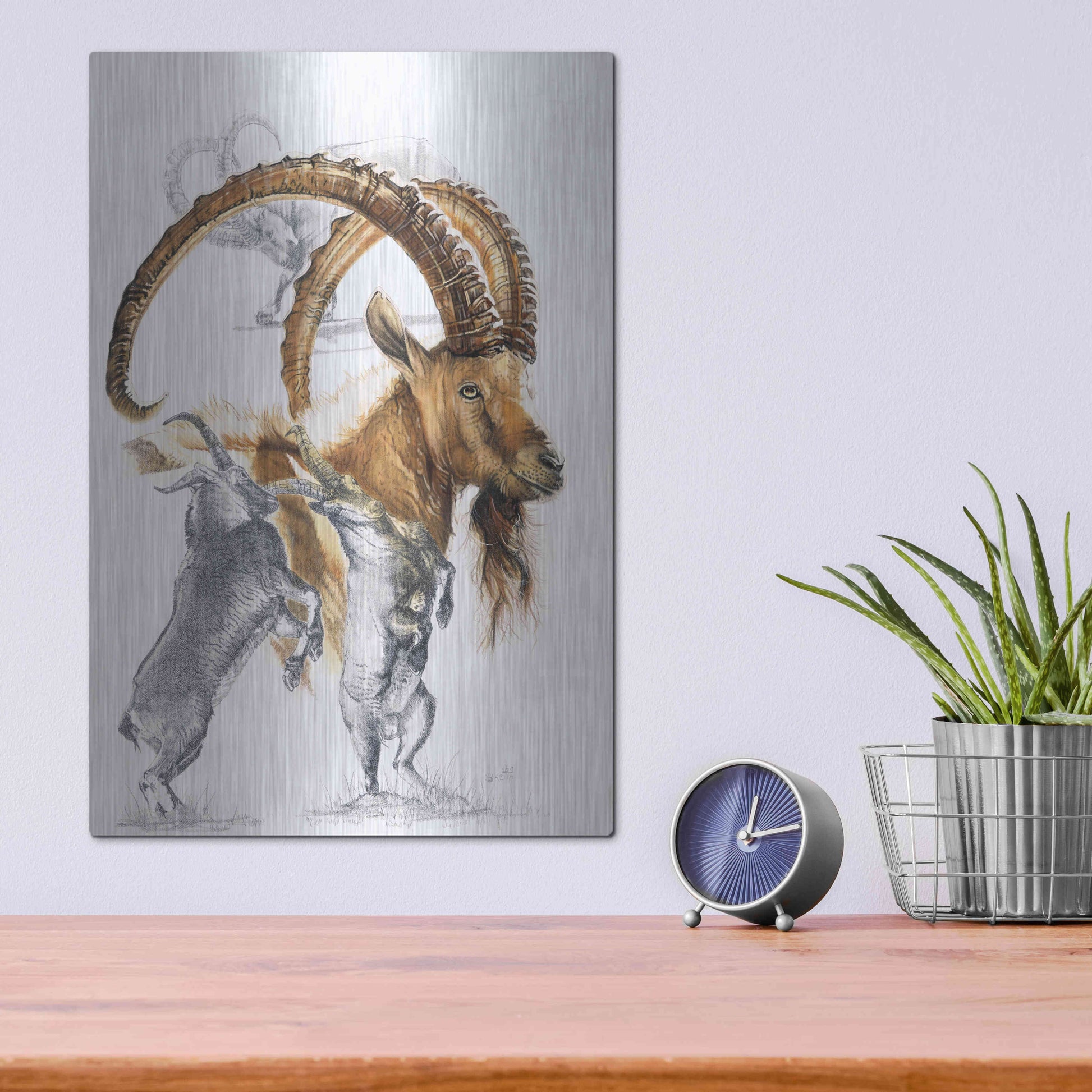 Luxe Metal Art 'Ibex' by Barbara Keith, Metal Wall Art,12x16