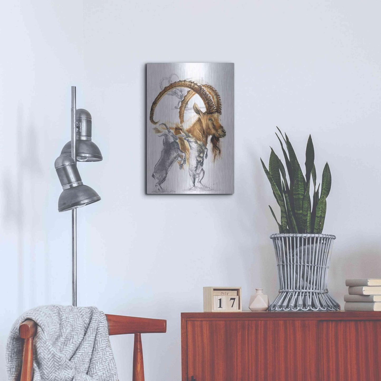 Luxe Metal Art 'Ibex' by Barbara Keith, Metal Wall Art,16x24