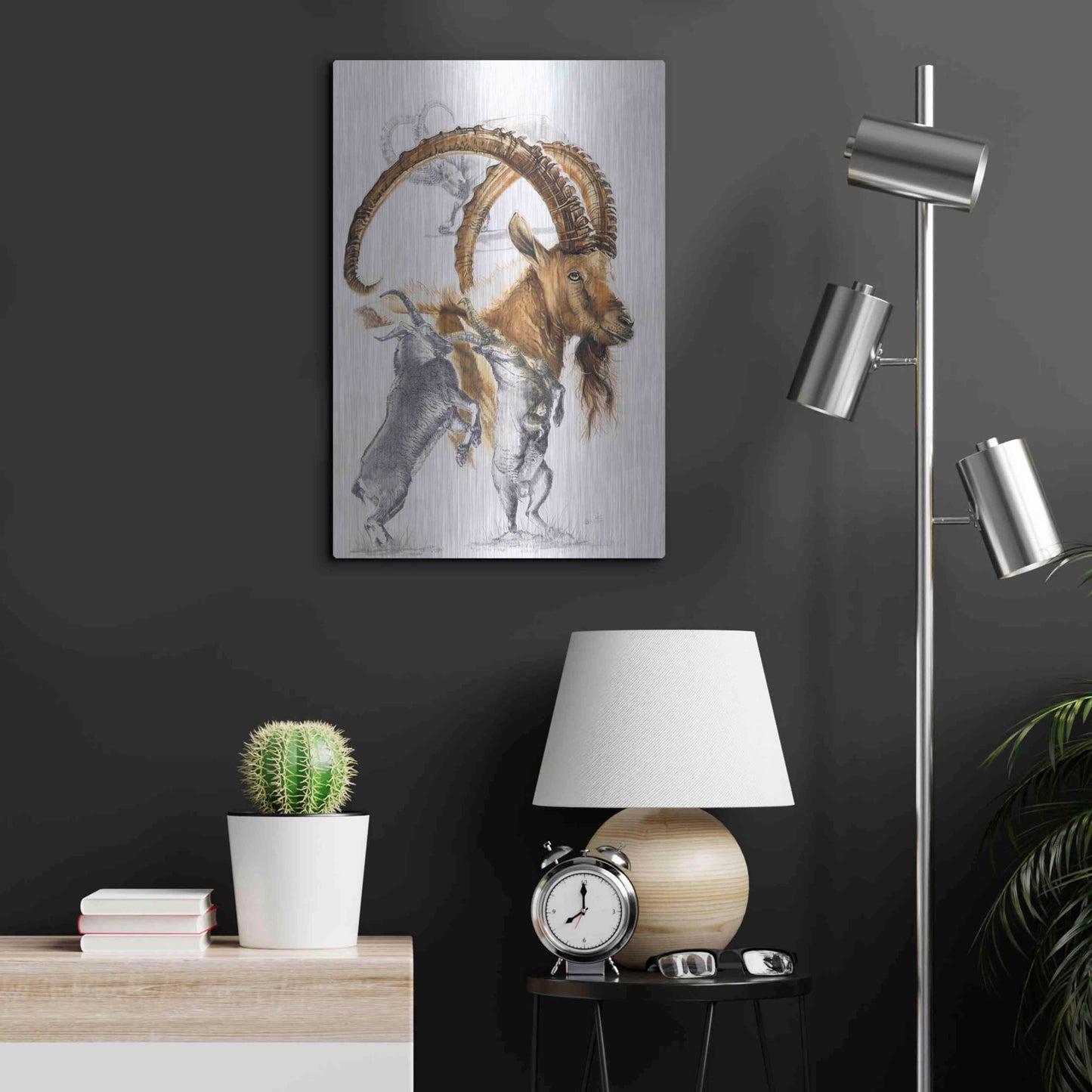 Luxe Metal Art 'Ibex' by Barbara Keith, Metal Wall Art,16x24