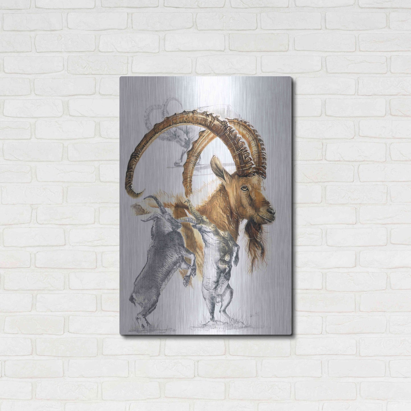 Luxe Metal Art 'Ibex' by Barbara Keith, Metal Wall Art,24x36