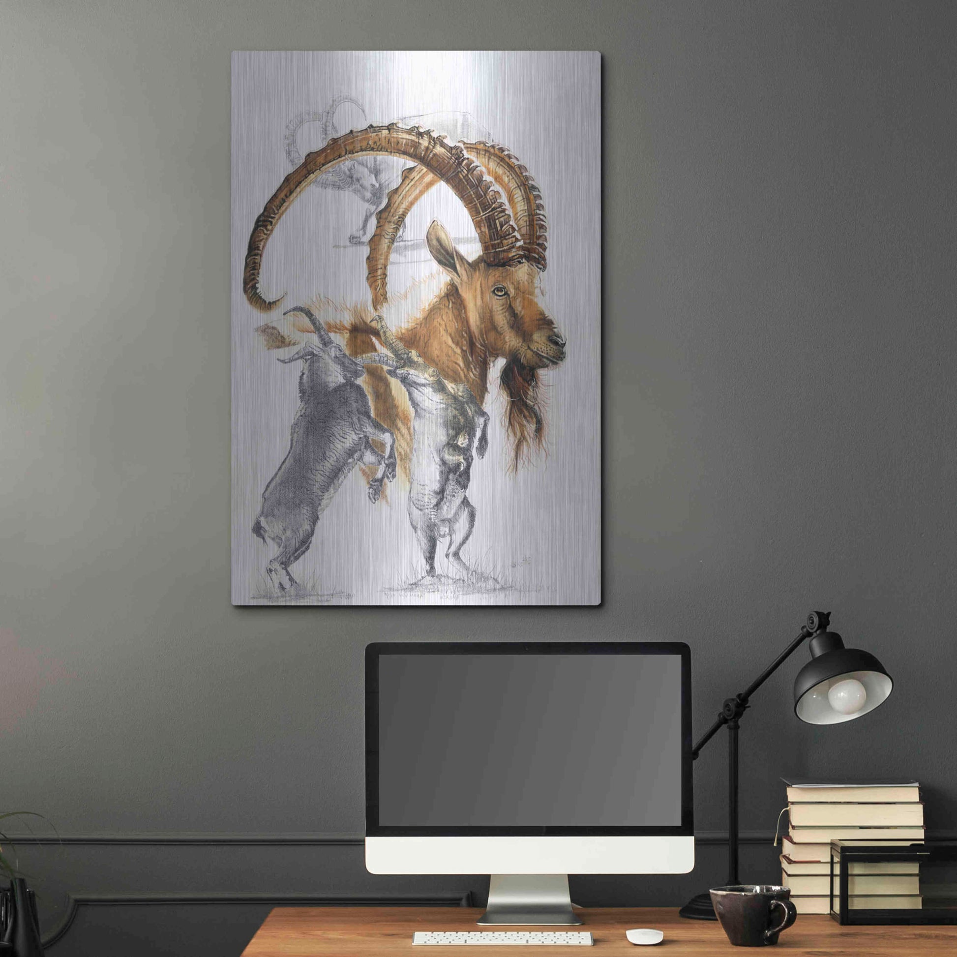 Luxe Metal Art 'Ibex' by Barbara Keith, Metal Wall Art,24x36