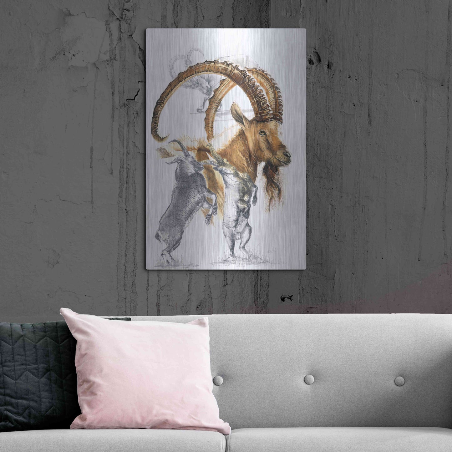 Luxe Metal Art 'Ibex' by Barbara Keith, Metal Wall Art,24x36