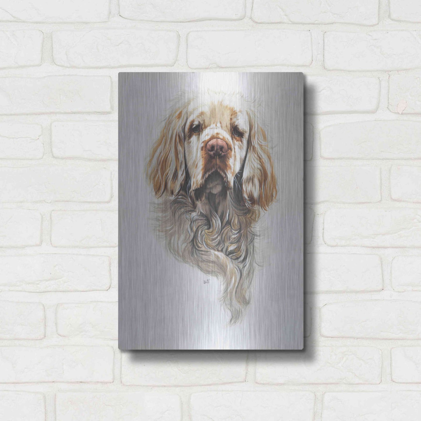 Luxe Metal Art 'Clumber Spaniel' by Barbara Keith, Metal Wall Art,12x16
