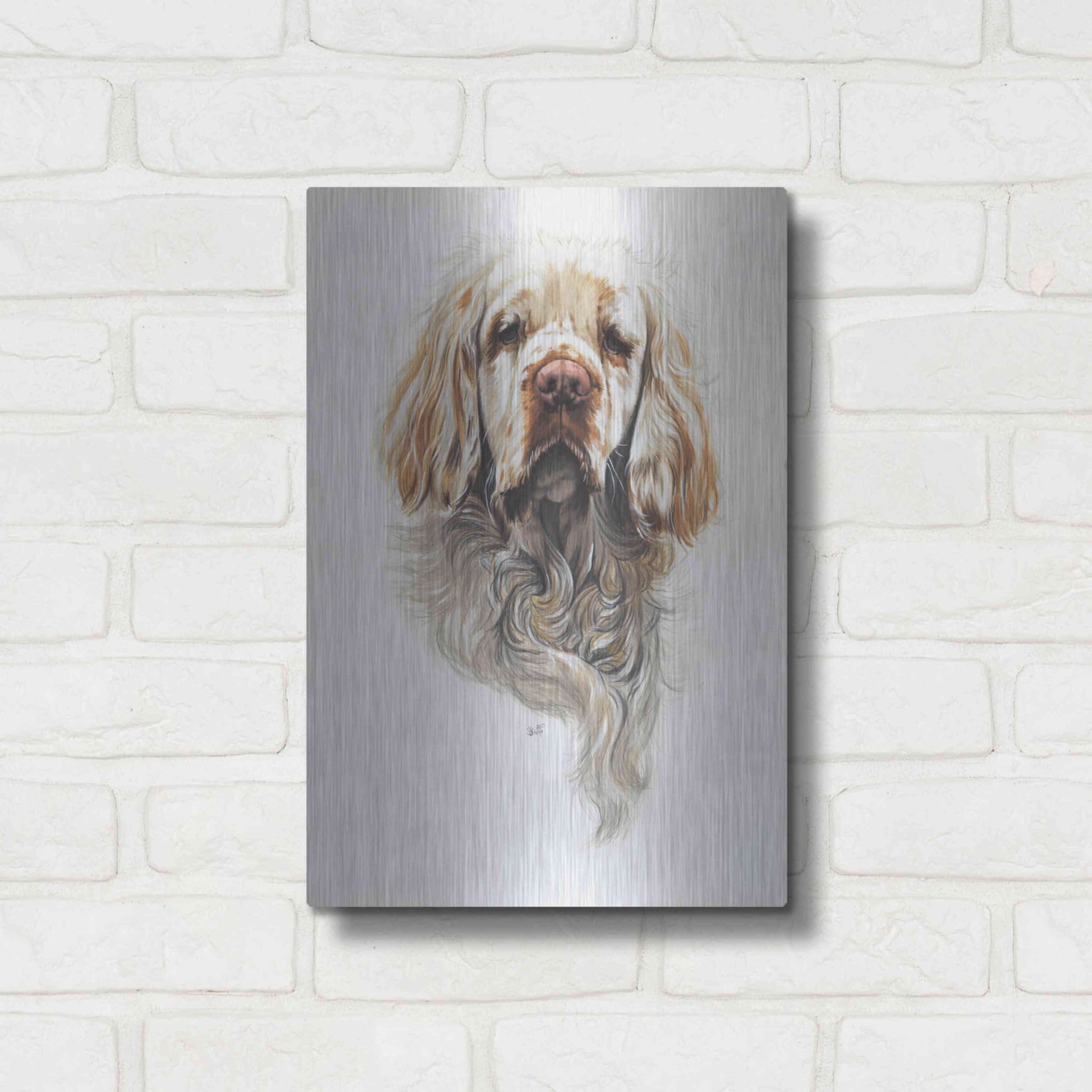 Luxe Metal Art 'Clumber Spaniel' by Barbara Keith, Metal Wall Art,12x16