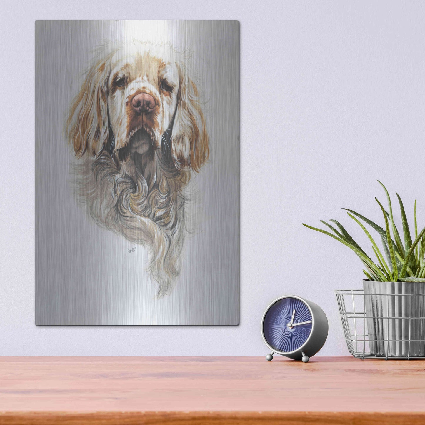 Luxe Metal Art 'Clumber Spaniel' by Barbara Keith, Metal Wall Art,12x16