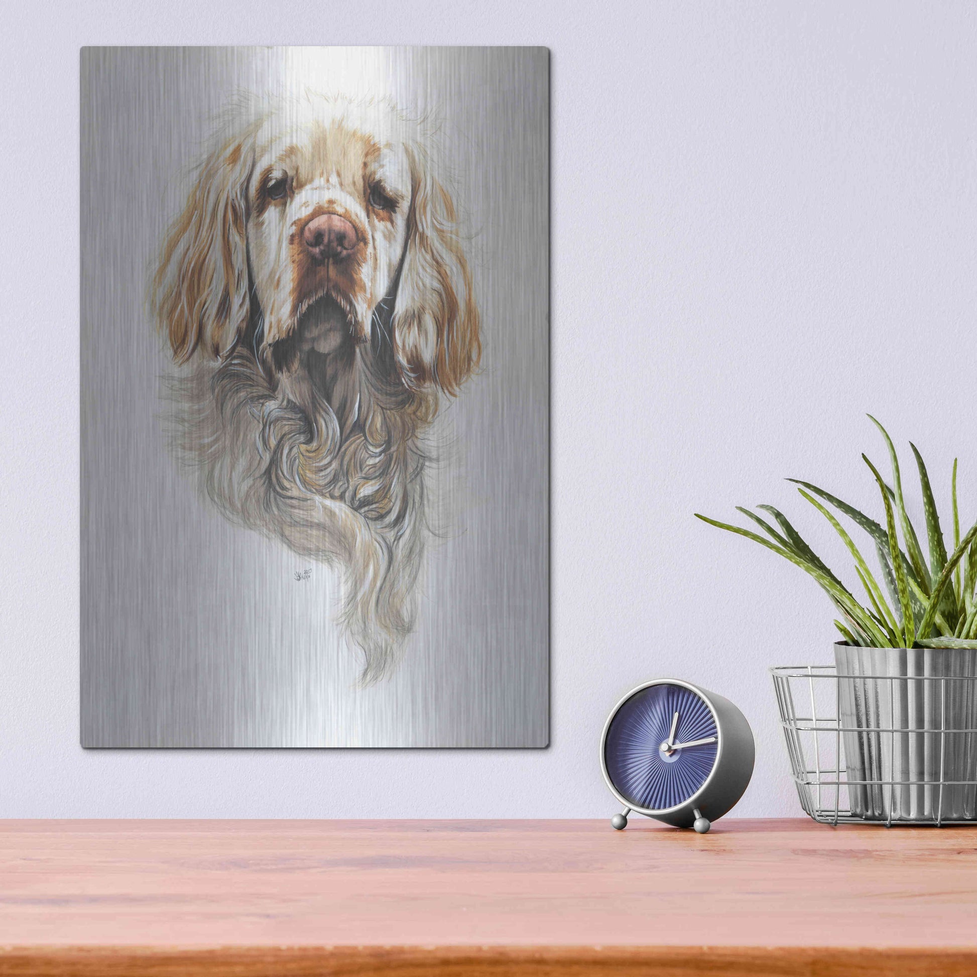 Luxe Metal Art 'Clumber Spaniel' by Barbara Keith, Metal Wall Art,12x16