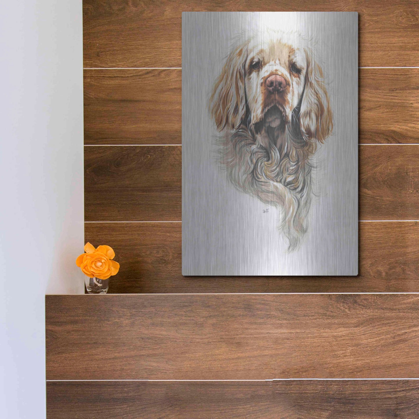 Luxe Metal Art 'Clumber Spaniel' by Barbara Keith, Metal Wall Art,12x16