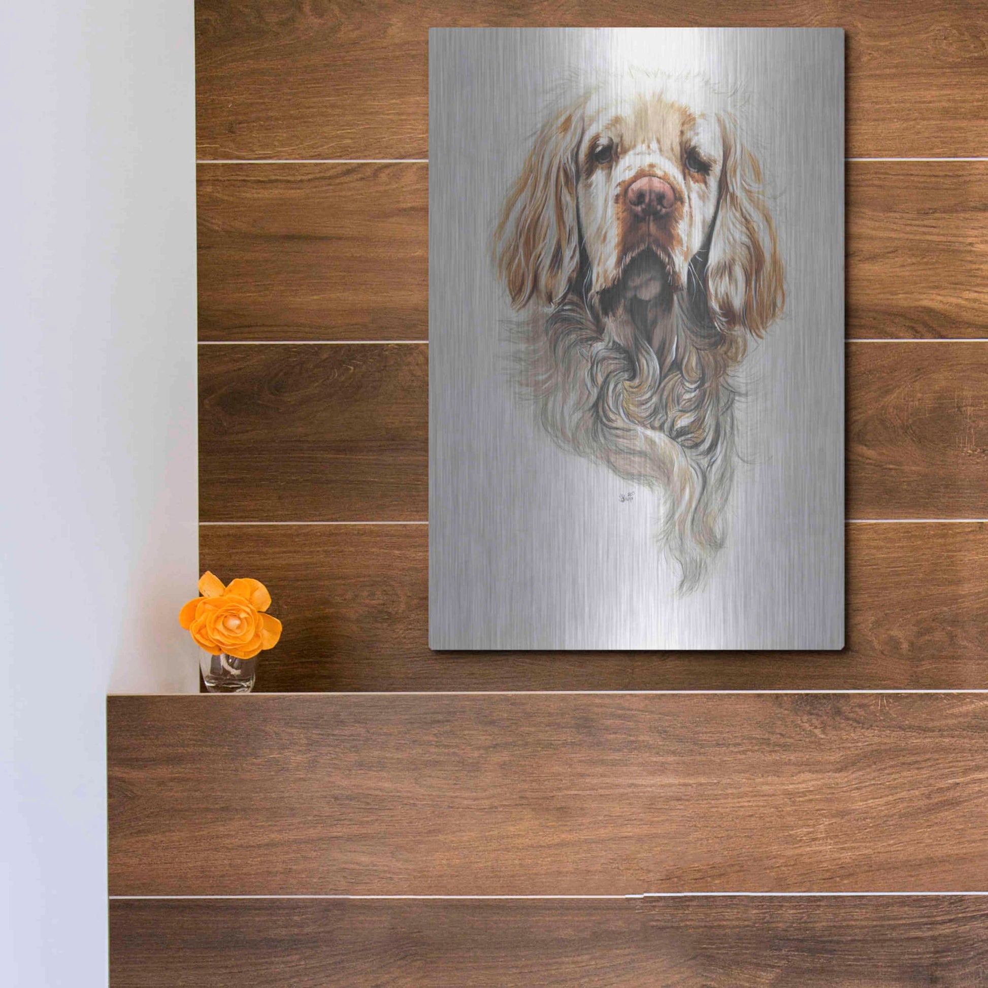 Luxe Metal Art 'Clumber Spaniel' by Barbara Keith, Metal Wall Art,12x16