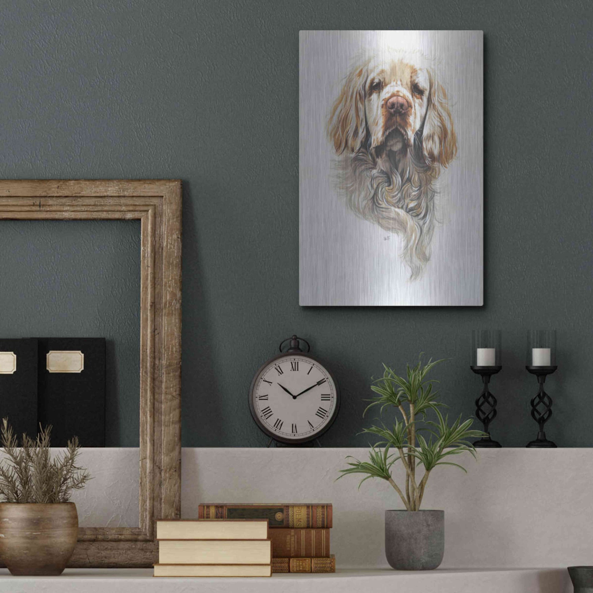 Luxe Metal Art 'Clumber Spaniel' by Barbara Keith, Metal Wall Art,12x16