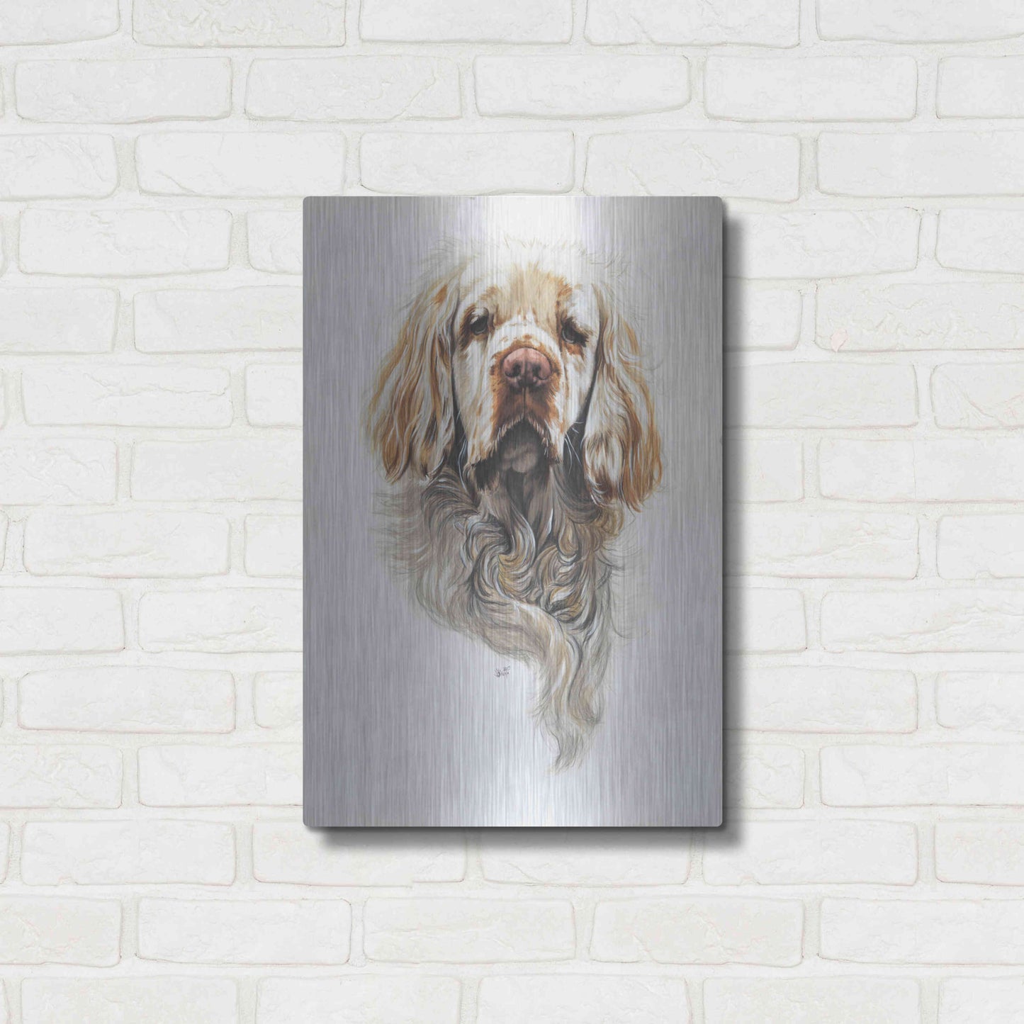 Luxe Metal Art 'Clumber Spaniel' by Barbara Keith, Metal Wall Art,16x24