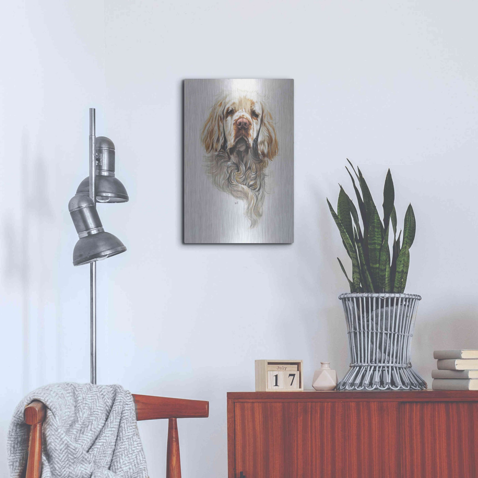 Luxe Metal Art 'Clumber Spaniel' by Barbara Keith, Metal Wall Art,16x24