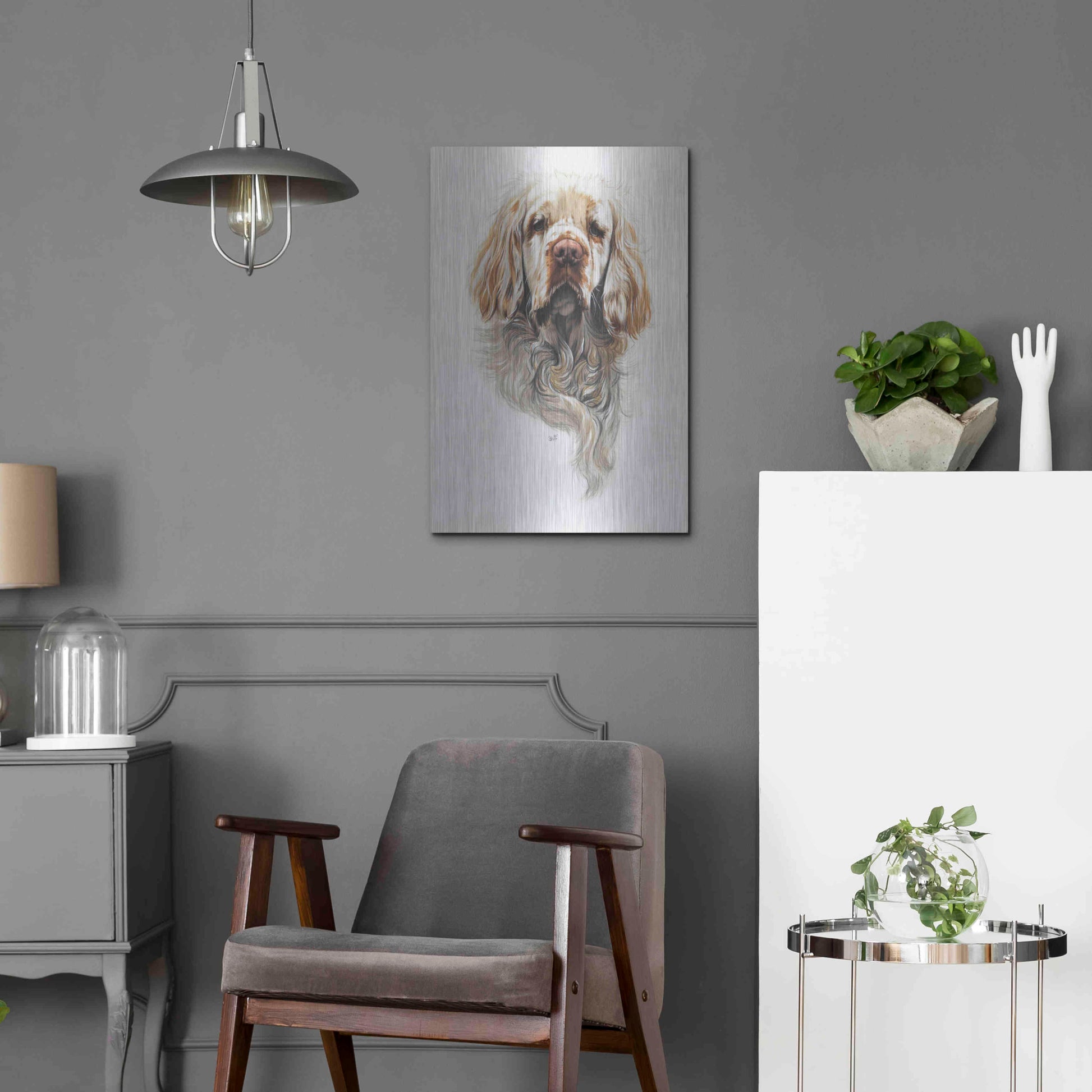 Luxe Metal Art 'Clumber Spaniel' by Barbara Keith, Metal Wall Art,16x24