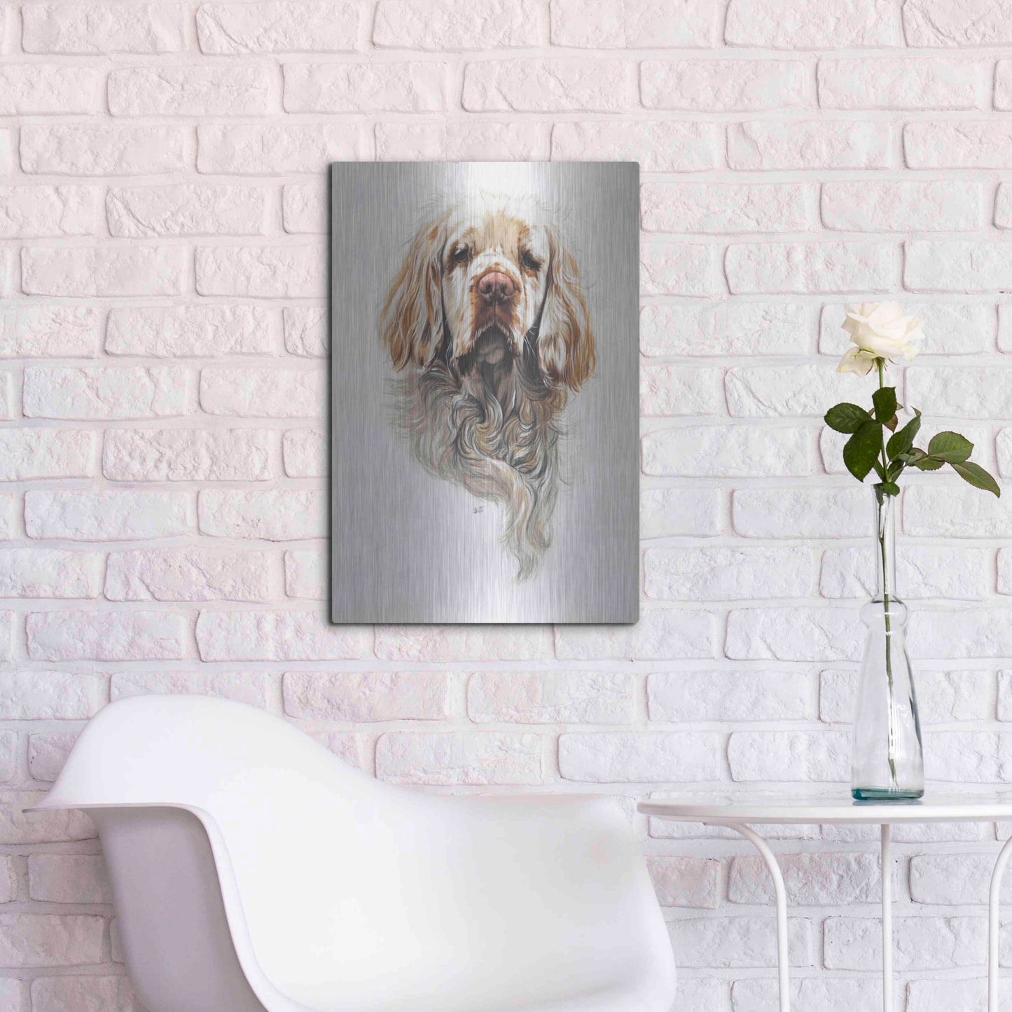 Luxe Metal Art 'Clumber Spaniel' by Barbara Keith, Metal Wall Art,16x24