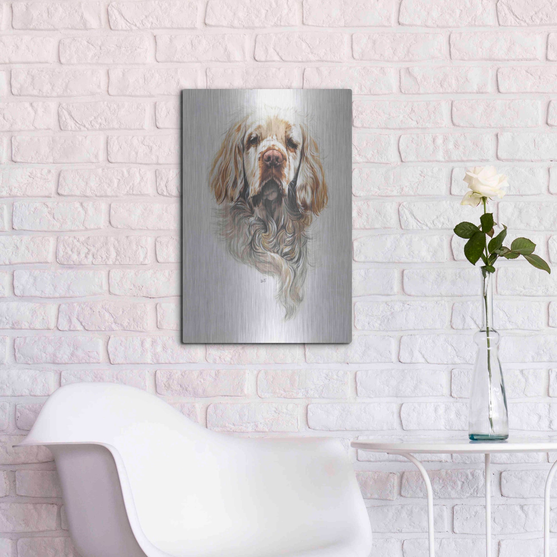 Luxe Metal Art 'Clumber Spaniel' by Barbara Keith, Metal Wall Art,16x24
