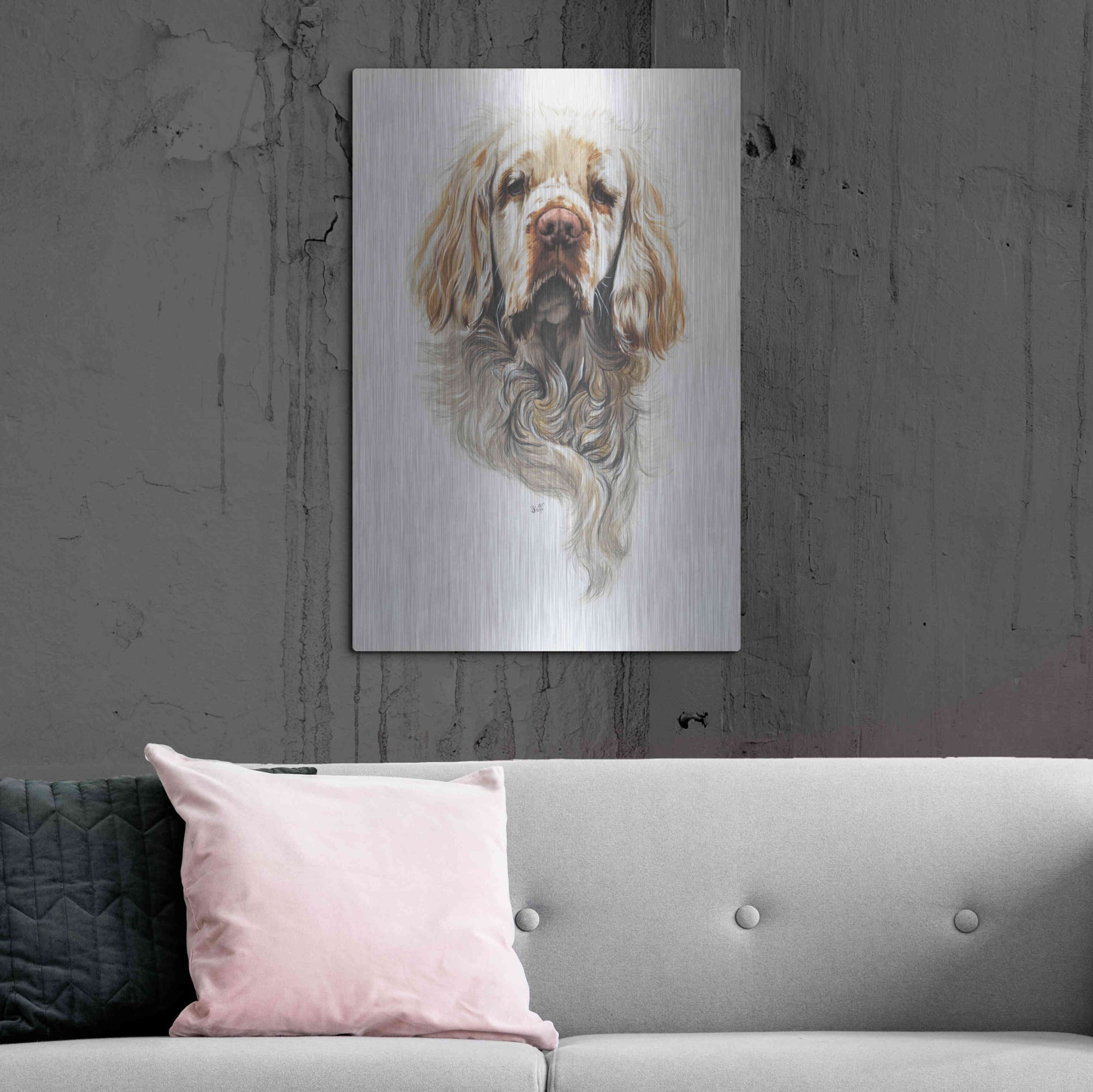 Luxe Metal Art 'Clumber Spaniel' by Barbara Keith, Metal Wall Art,24x36