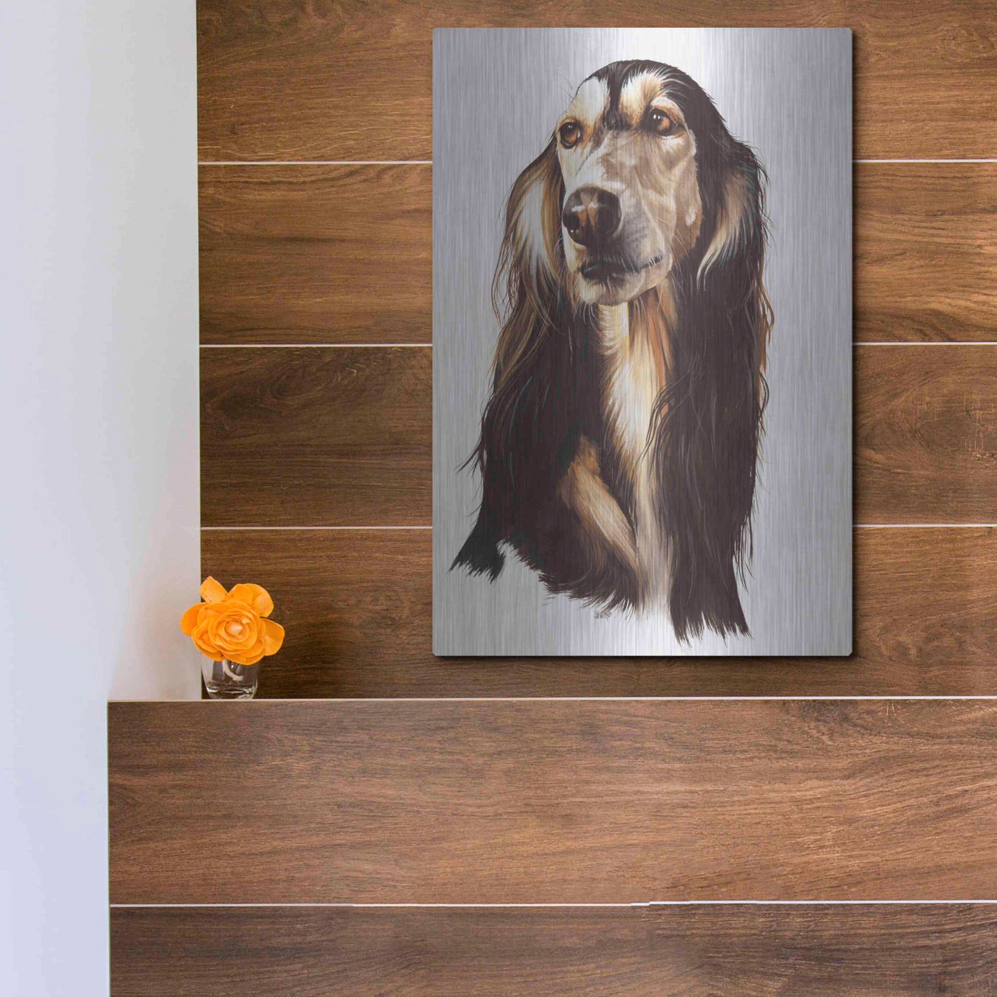 Luxe Metal Art 'Saluki 2' by Barbara Keith, Metal Wall Art,12x16