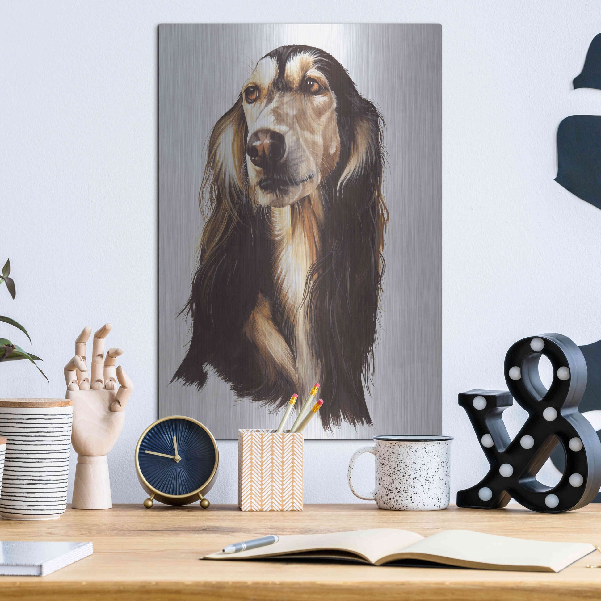 Luxe Metal Art 'Saluki 2' by Barbara Keith, Metal Wall Art,12x16