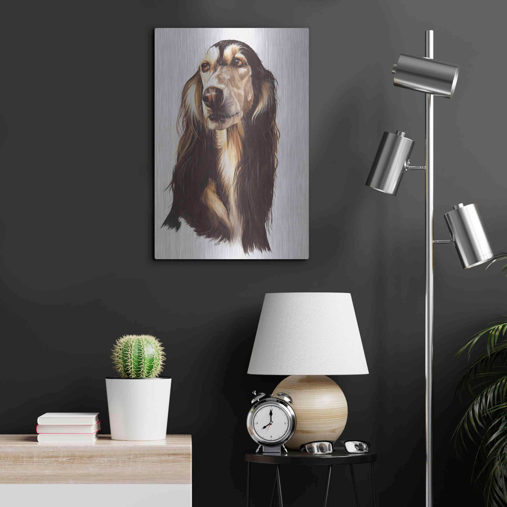 Luxe Metal Art 'Saluki 2' by Barbara Keith, Metal Wall Art,16x24