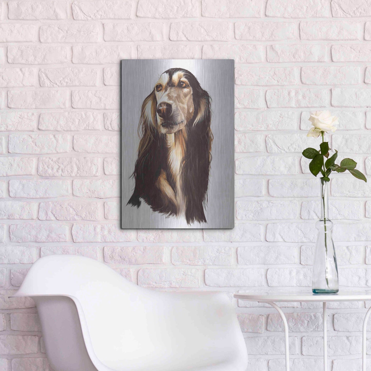 Luxe Metal Art 'Saluki 2' by Barbara Keith, Metal Wall Art,16x24