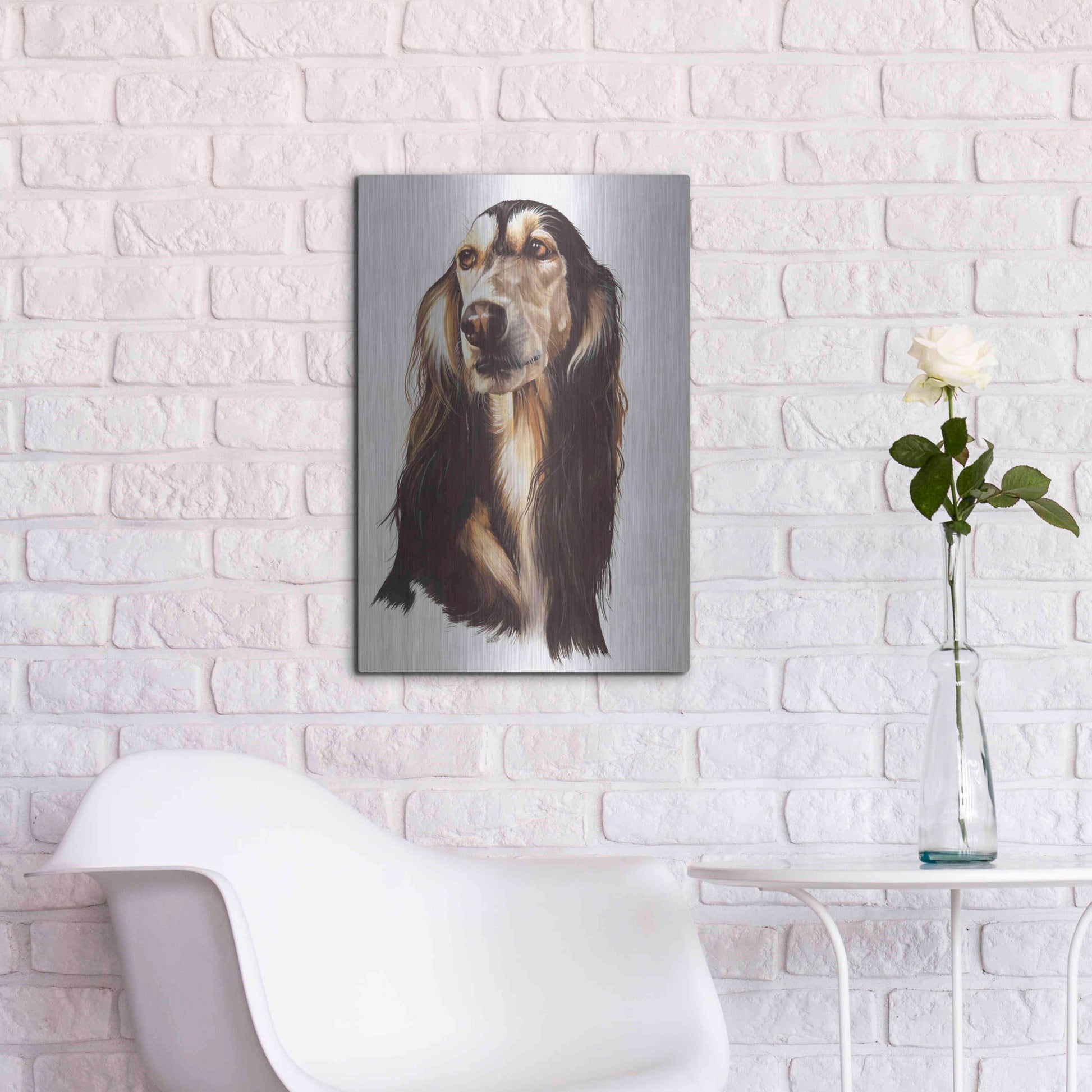 Luxe Metal Art 'Saluki 2' by Barbara Keith, Metal Wall Art,16x24