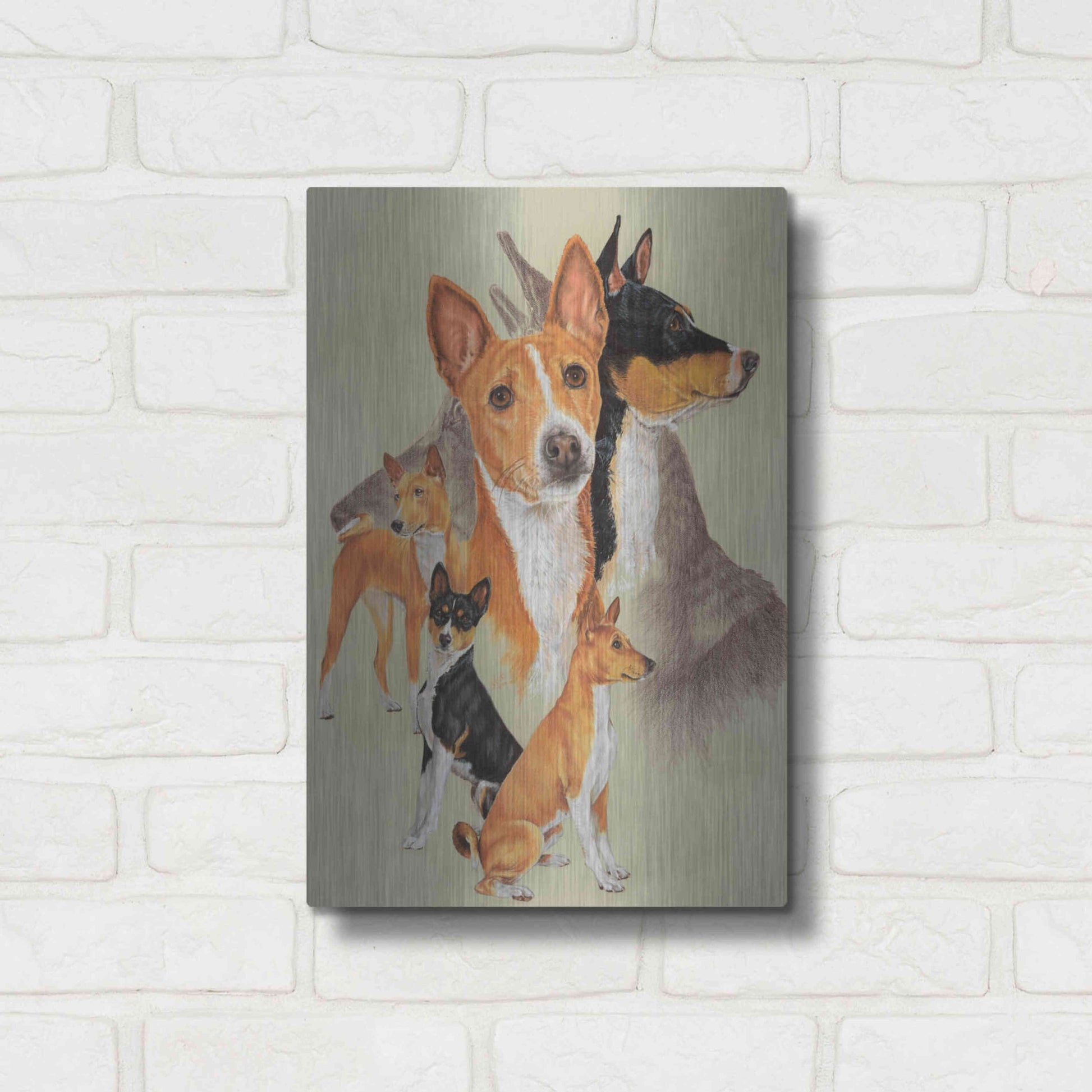 Luxe Metal Art 'Basenji and Ghost' by Barbara Keith, Metal Wall Art,12x16