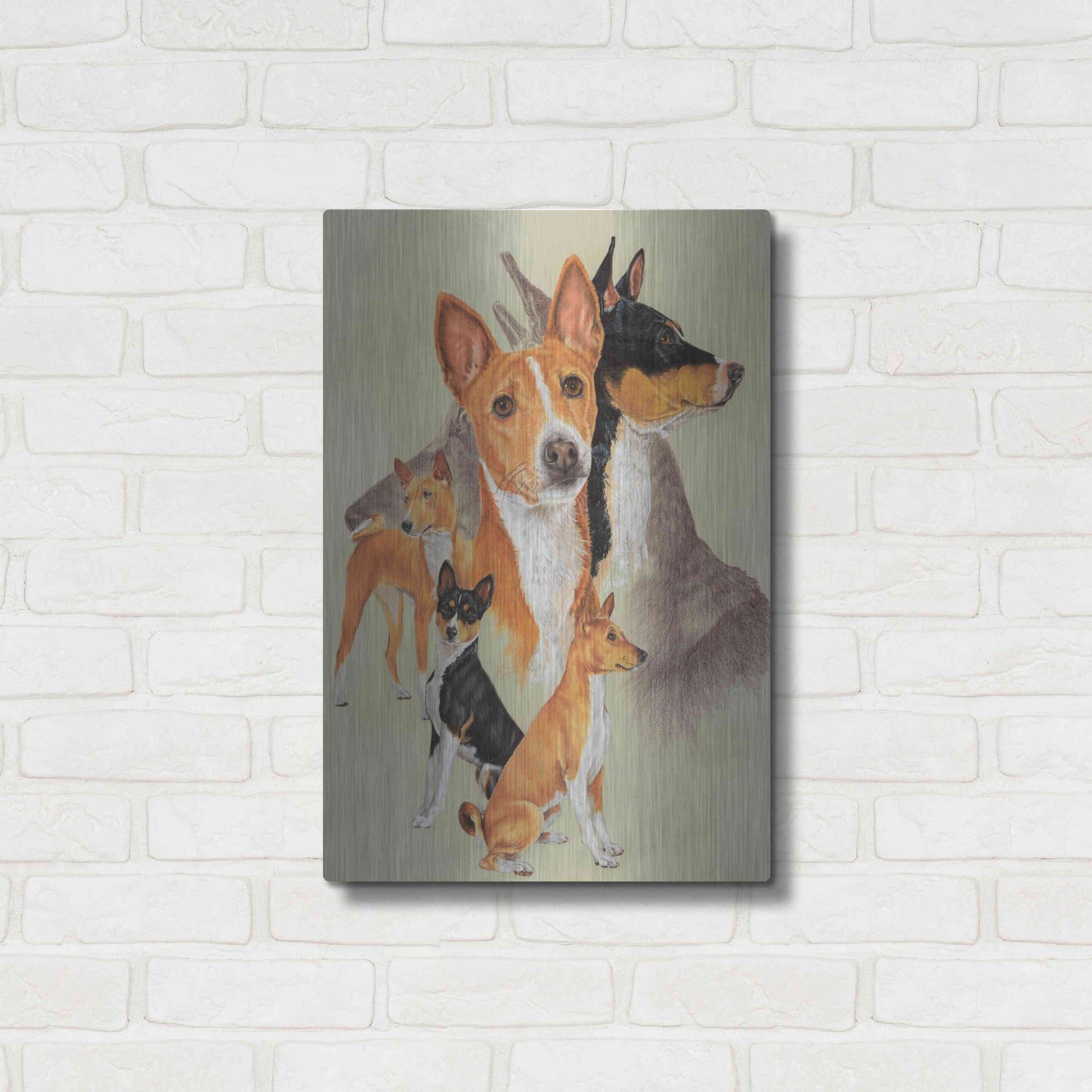 Luxe Metal Art 'Basenji and Ghost' by Barbara Keith, Metal Wall Art,16x24