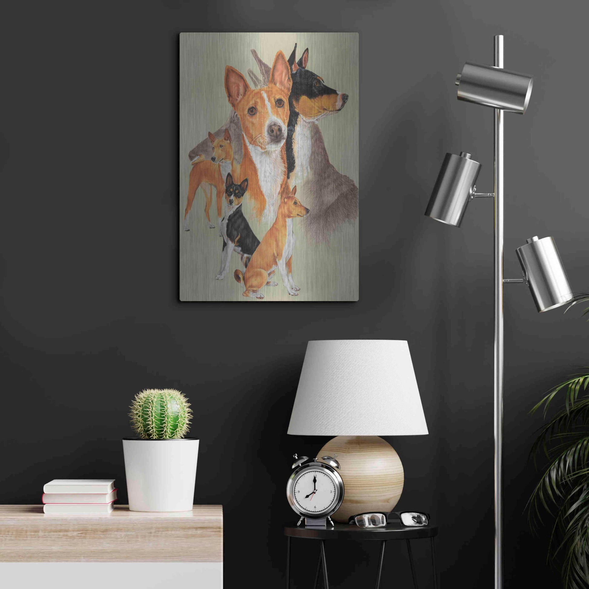 Luxe Metal Art 'Basenji and Ghost' by Barbara Keith, Metal Wall Art,16x24