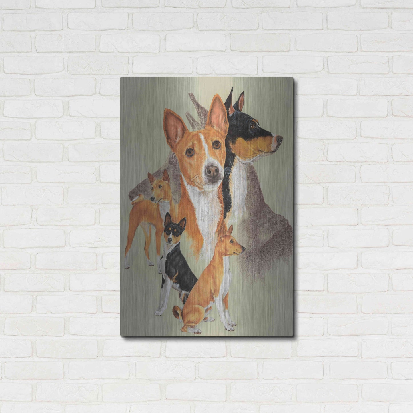 Luxe Metal Art 'Basenji and Ghost' by Barbara Keith, Metal Wall Art,24x36