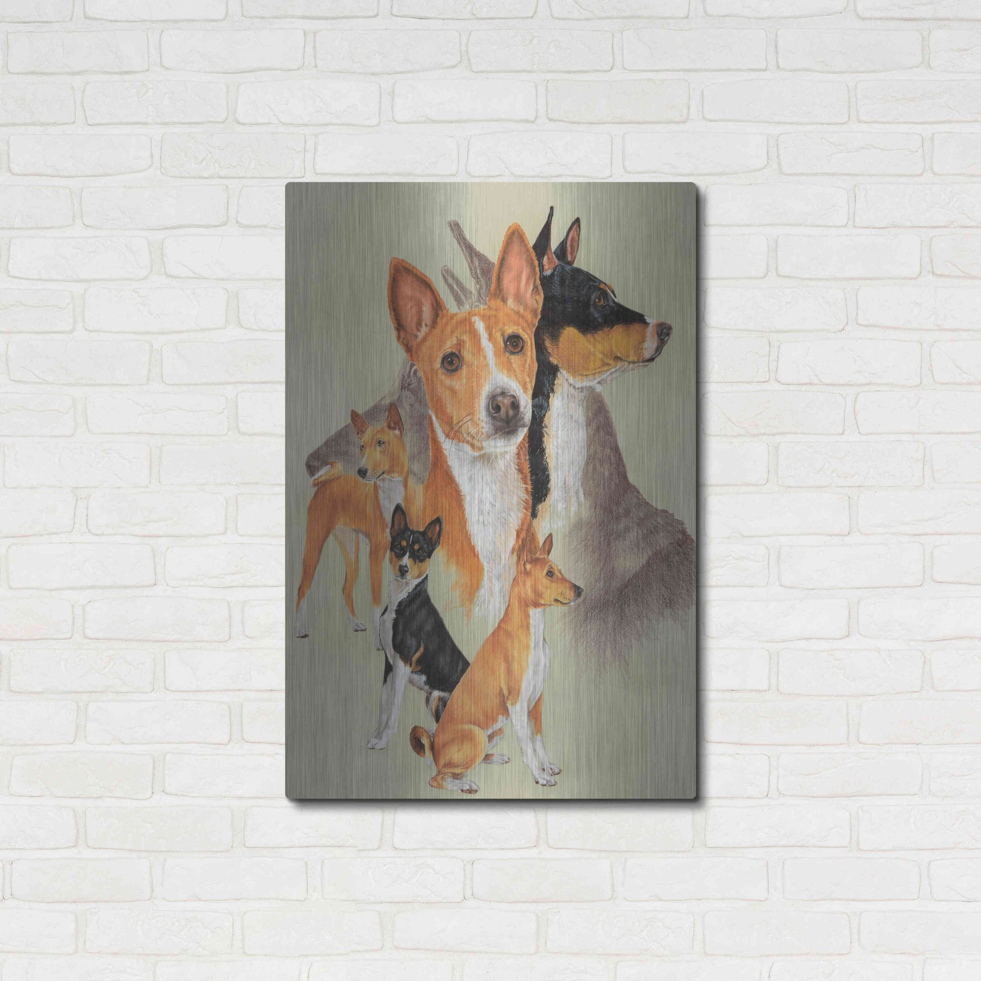 Luxe Metal Art 'Basenji and Ghost' by Barbara Keith, Metal Wall Art,24x36