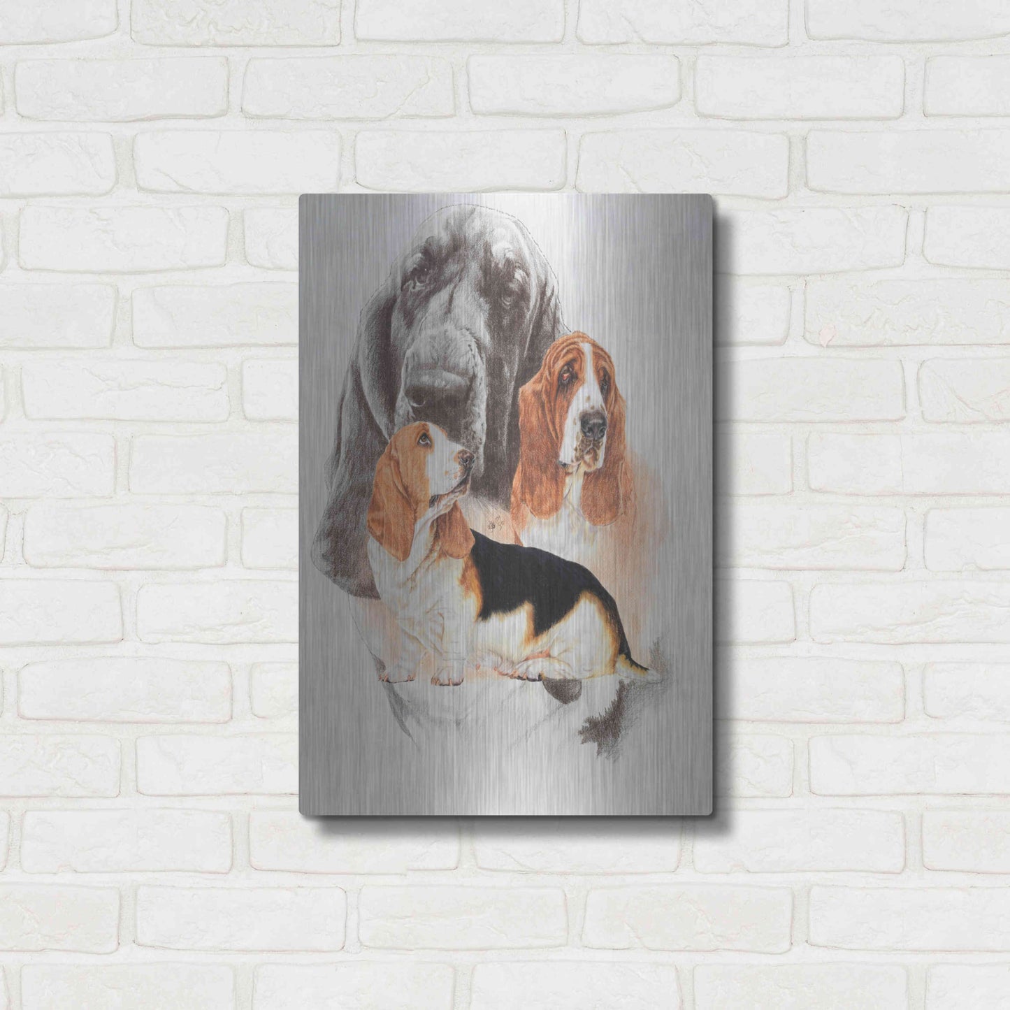 Luxe Metal Art 'Basset and Ghost' by Barbara Keith, Metal Wall Art,16x24