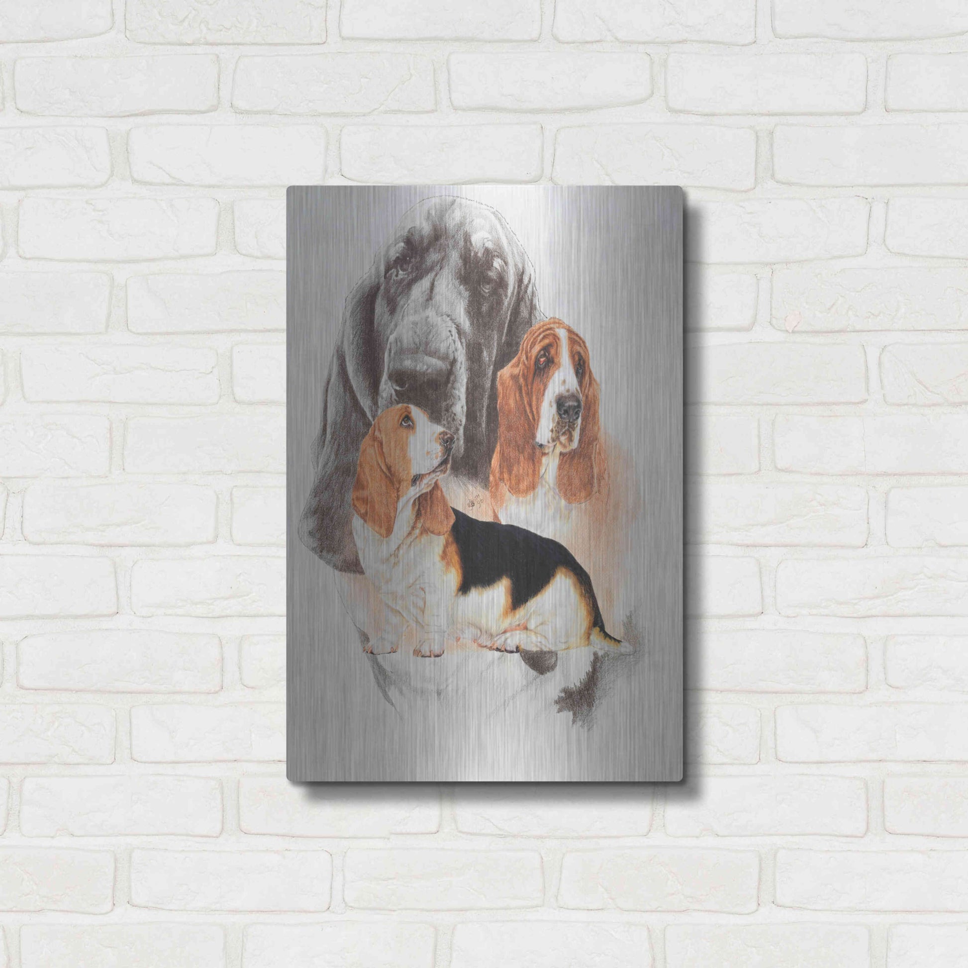 Luxe Metal Art 'Basset and Ghost' by Barbara Keith, Metal Wall Art,16x24