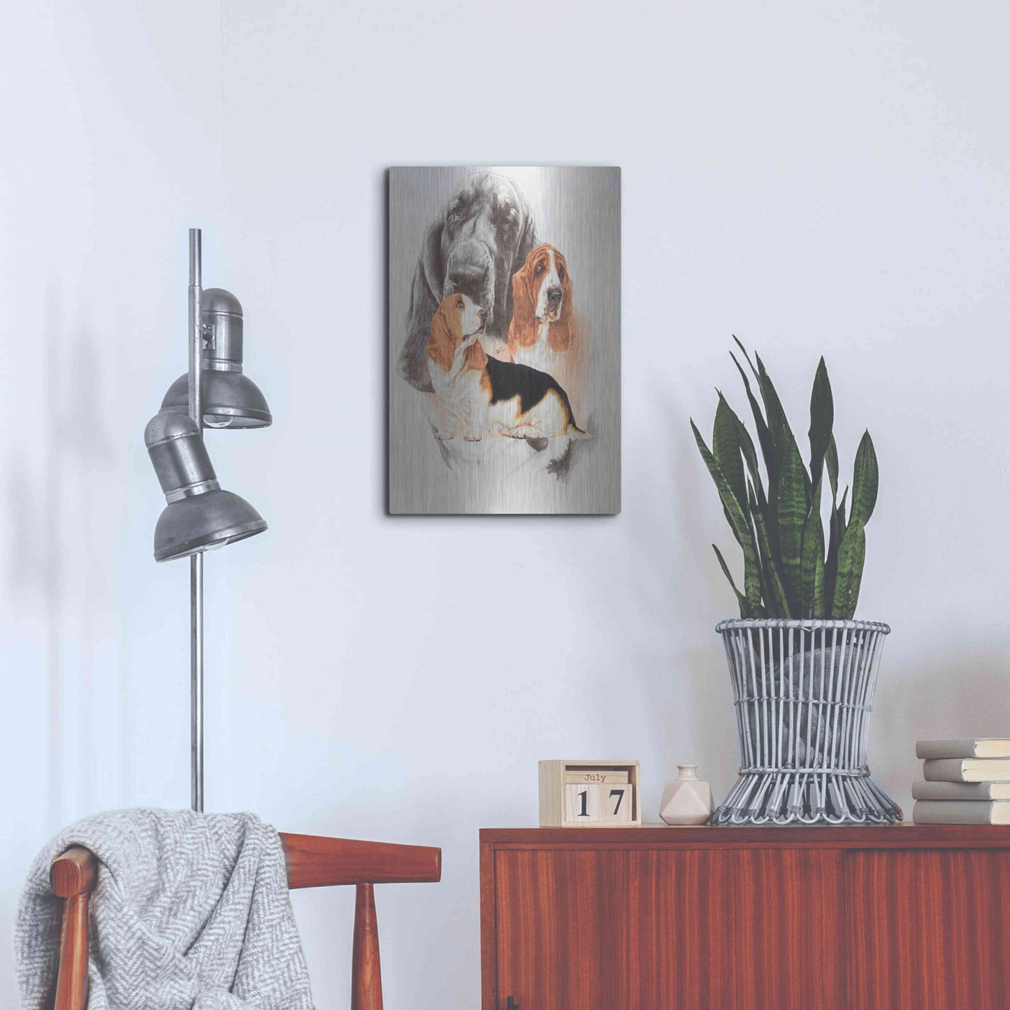 Luxe Metal Art 'Basset and Ghost' by Barbara Keith, Metal Wall Art,16x24