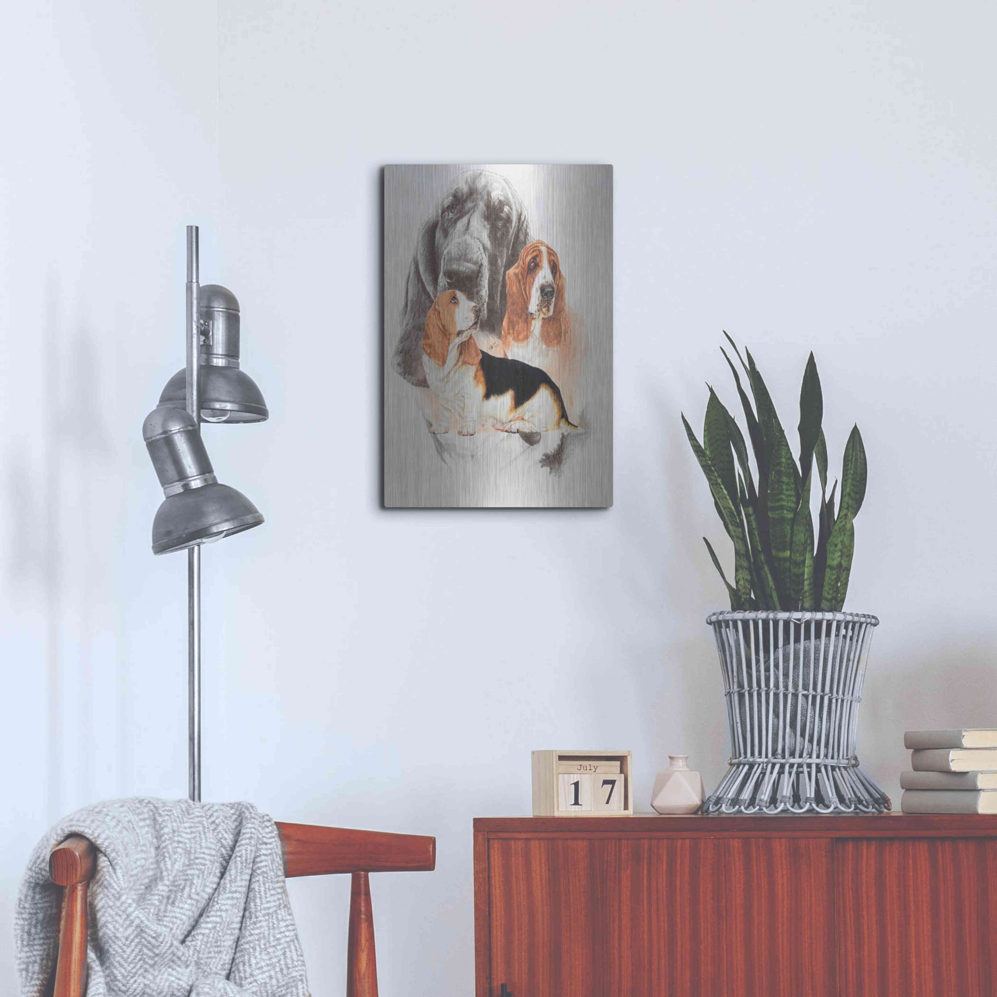 Luxe Metal Art 'Basset and Ghost' by Barbara Keith, Metal Wall Art,16x24