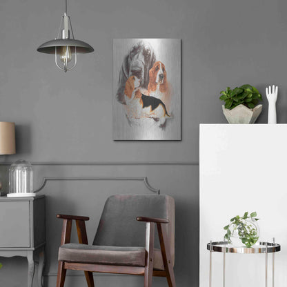 Luxe Metal Art 'Basset and Ghost' by Barbara Keith, Metal Wall Art,16x24