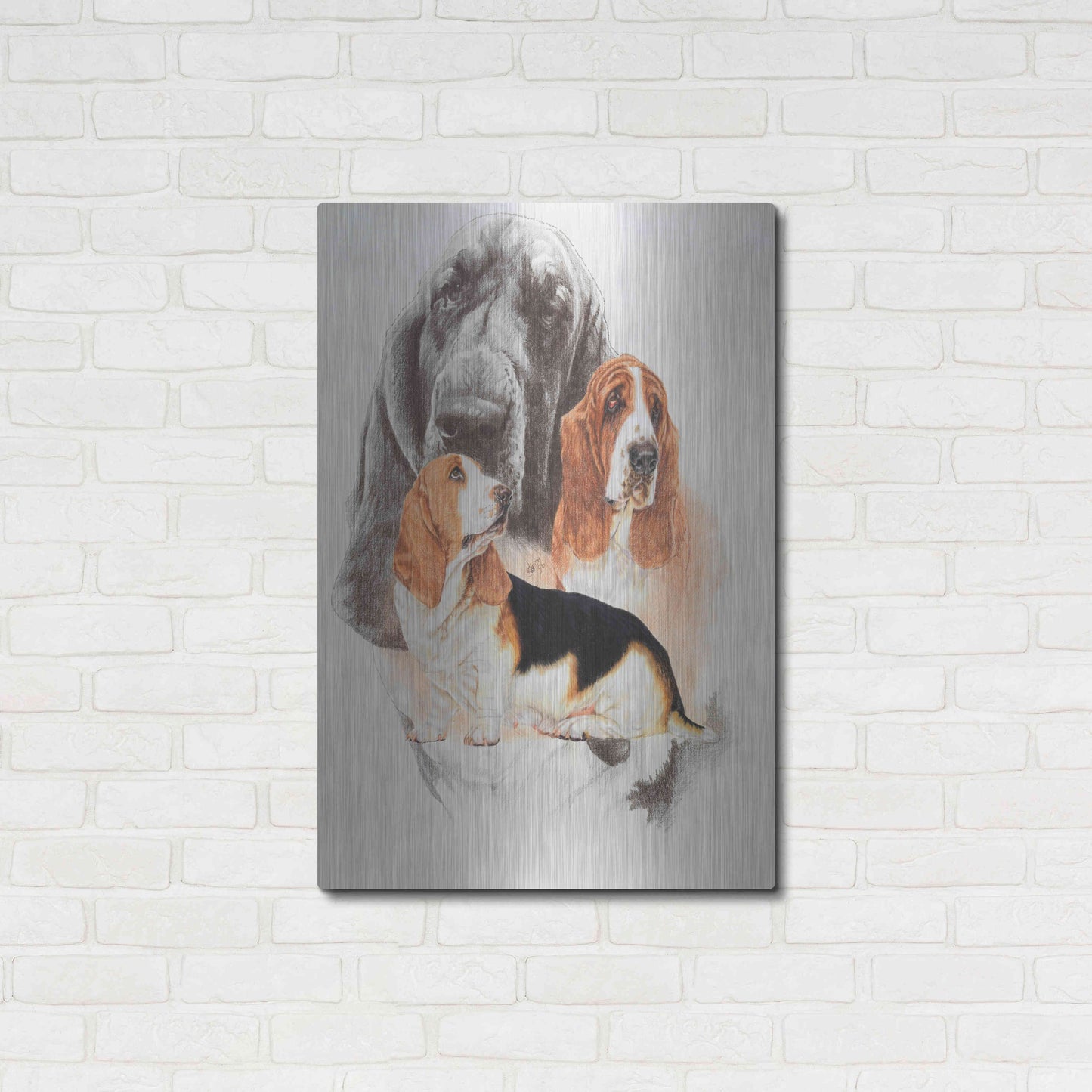Luxe Metal Art 'Basset and Ghost' by Barbara Keith, Metal Wall Art,24x36