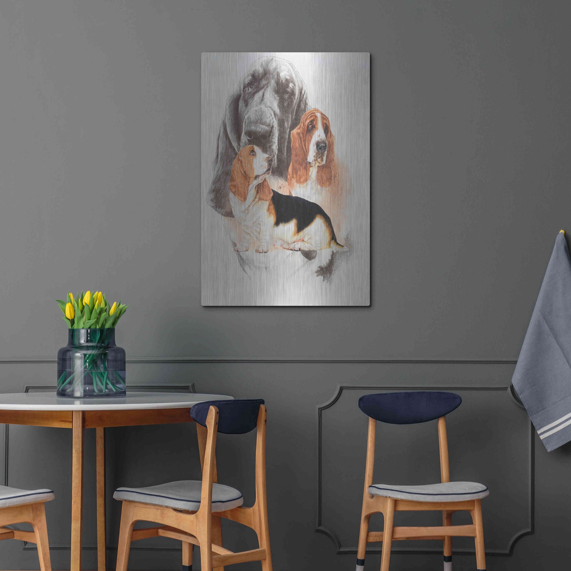 Luxe Metal Art 'Basset and Ghost' by Barbara Keith, Metal Wall Art,24x36