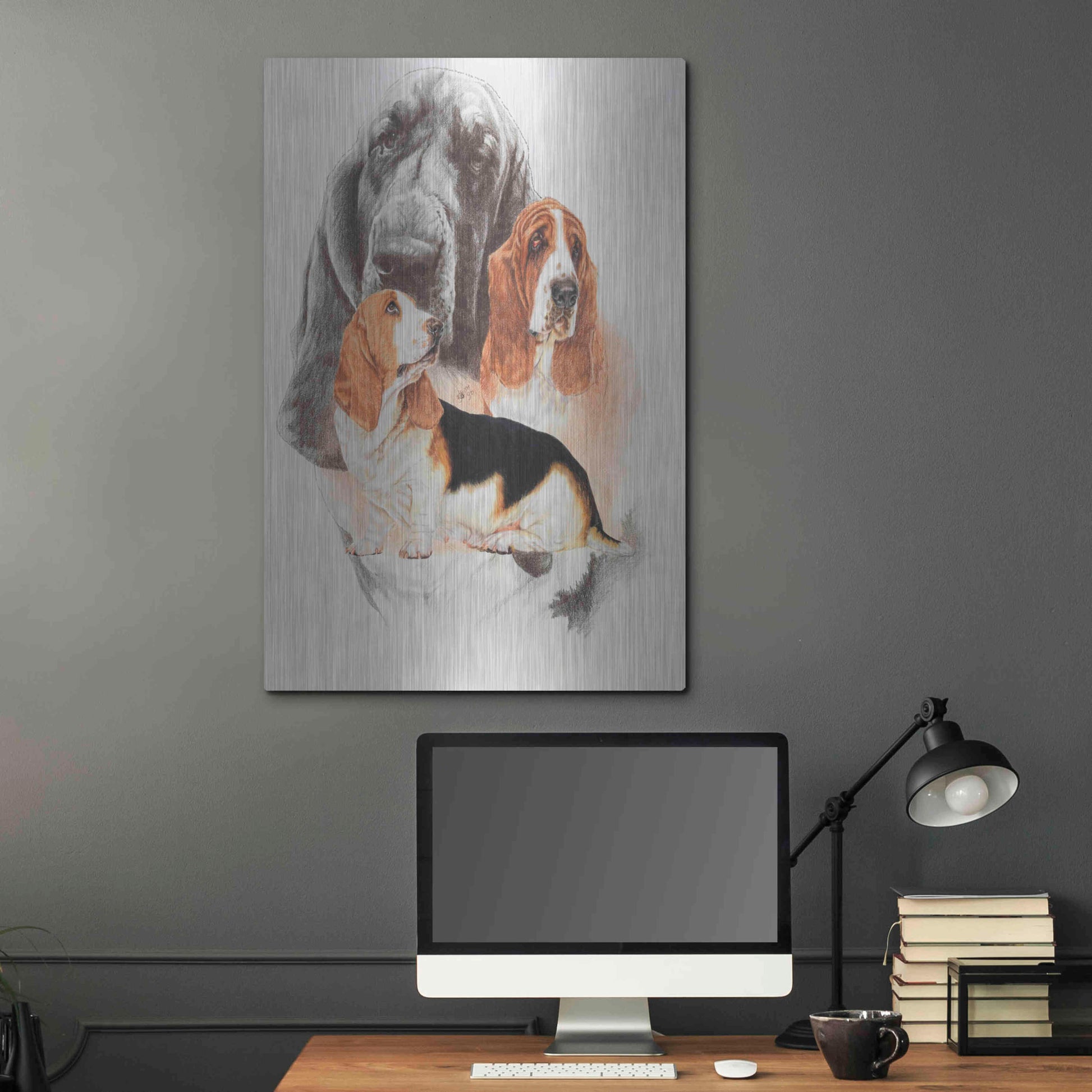 Luxe Metal Art 'Basset and Ghost' by Barbara Keith, Metal Wall Art,24x36