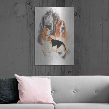 Luxe Metal Art 'Basset and Ghost' by Barbara Keith, Metal Wall Art,24x36