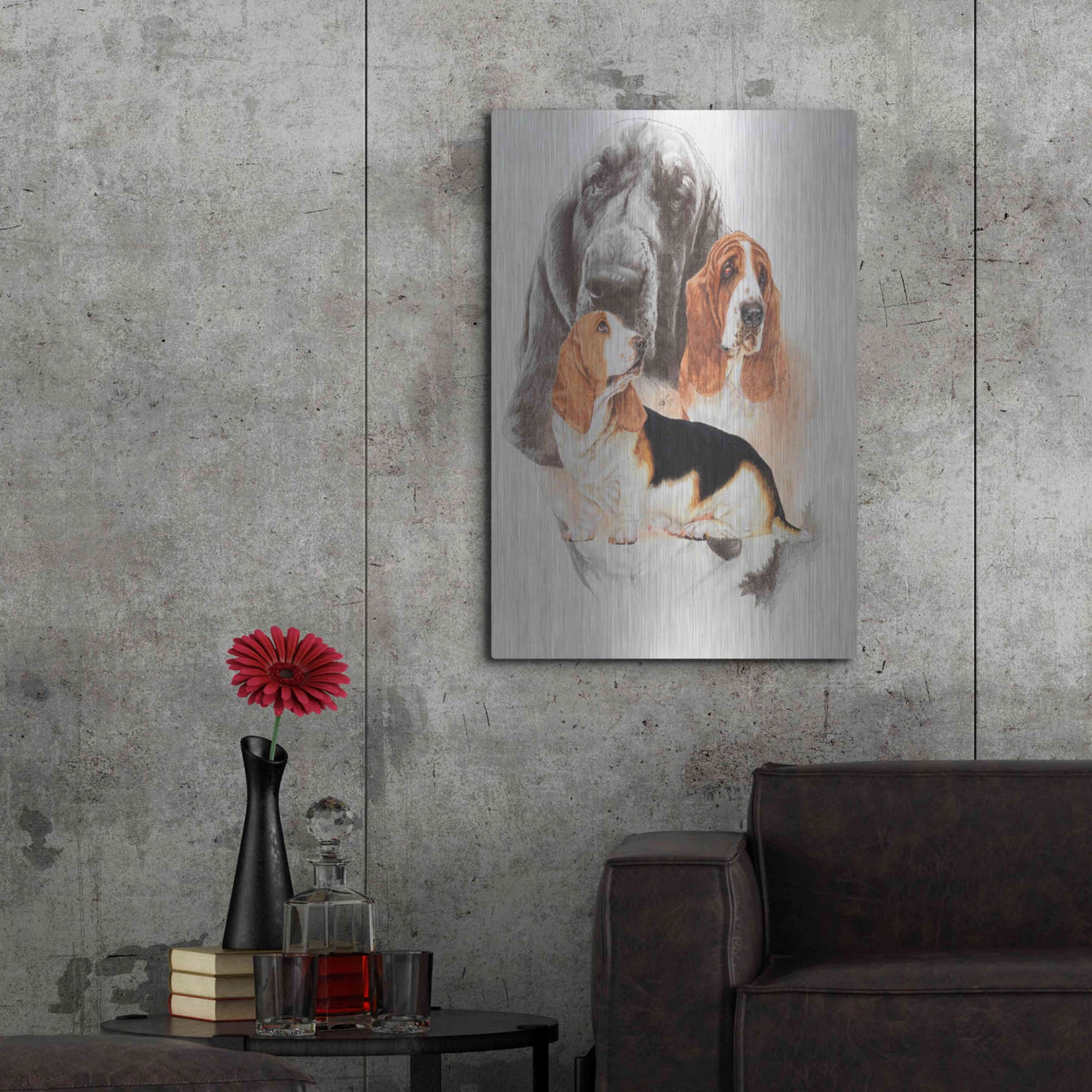 Luxe Metal Art 'Basset and Ghost' by Barbara Keith, Metal Wall Art,24x36