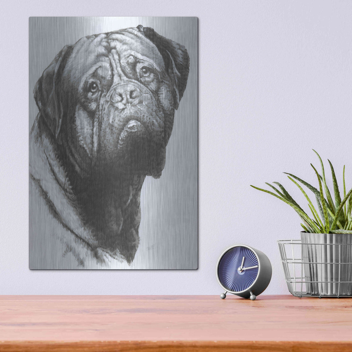 Luxe Metal Art 'Dogo de Bordeaux' by Barbara Keith, Metal Wall Art,12x16